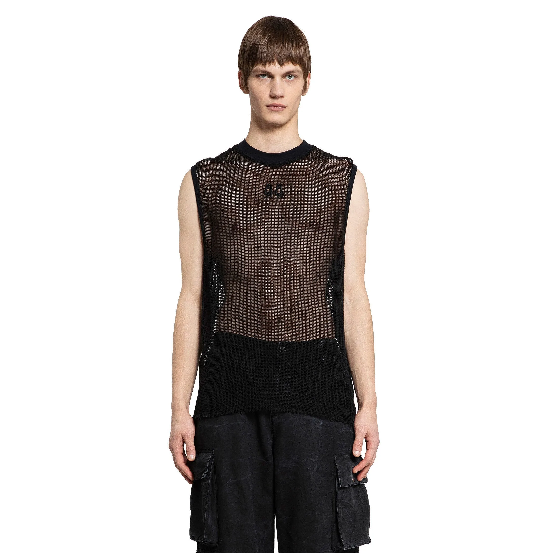 44 LABEL GROUP MAN BLACK T-SHIRTS & TANK TOPS