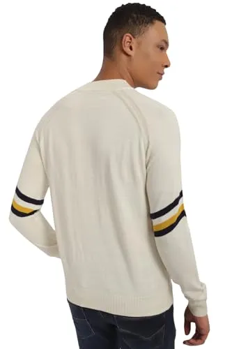 Allen Solly Men's Acrylic Blend Casual Sweater (ASSWWRGF295944_Cream