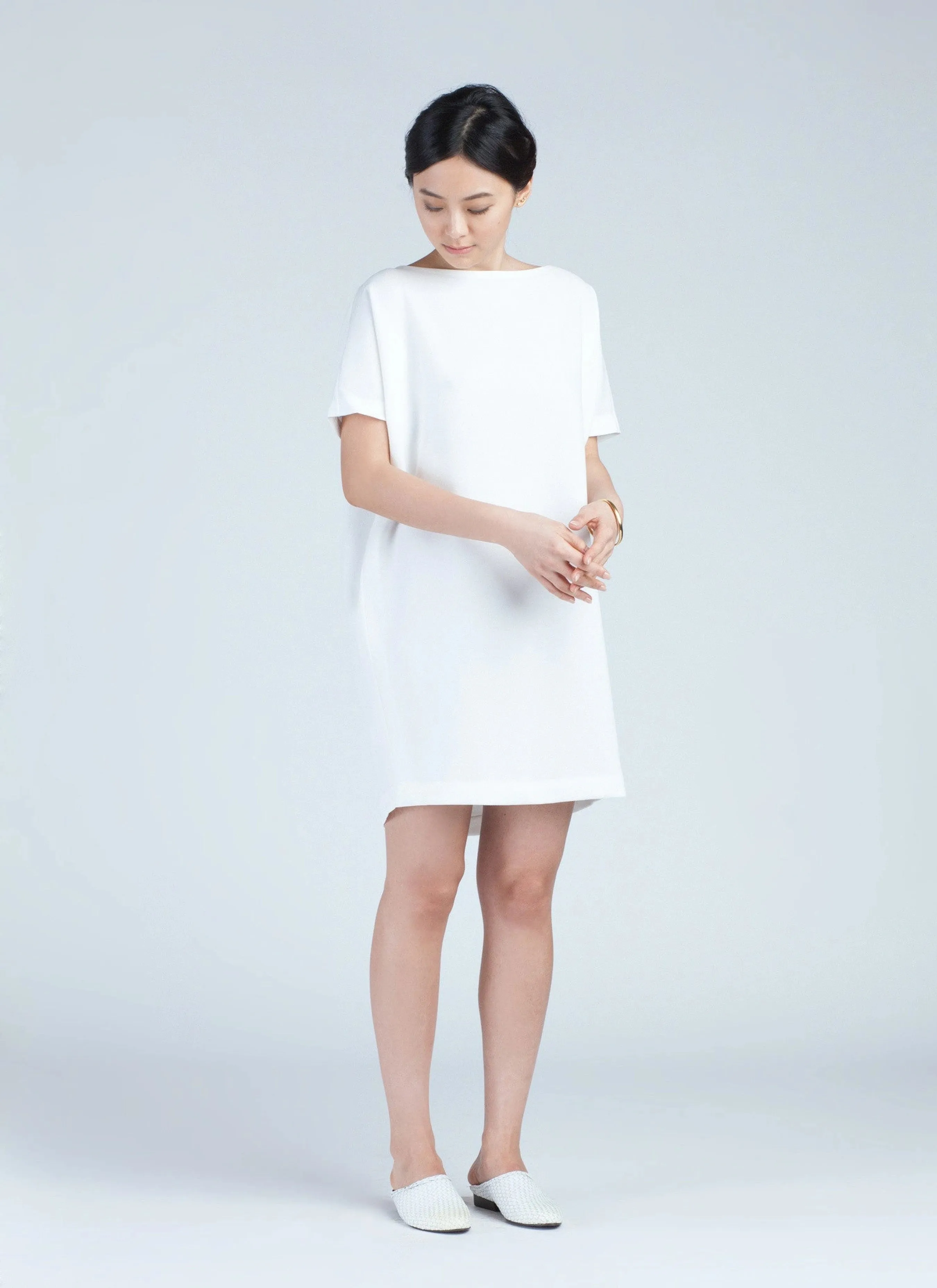 angle open back dress