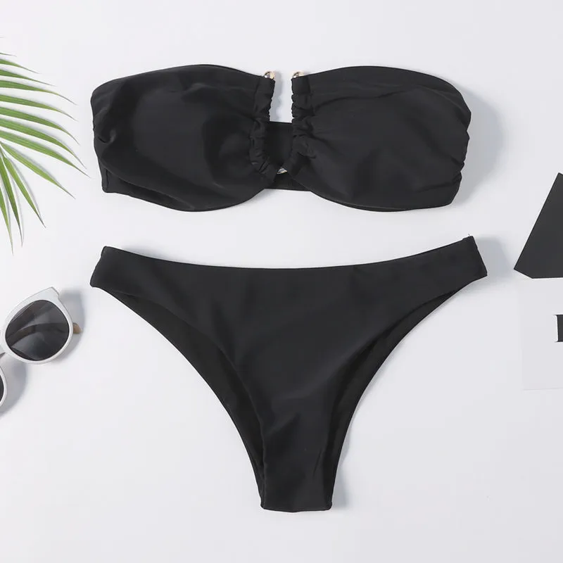 Black Cut Out Bandeau Bikini