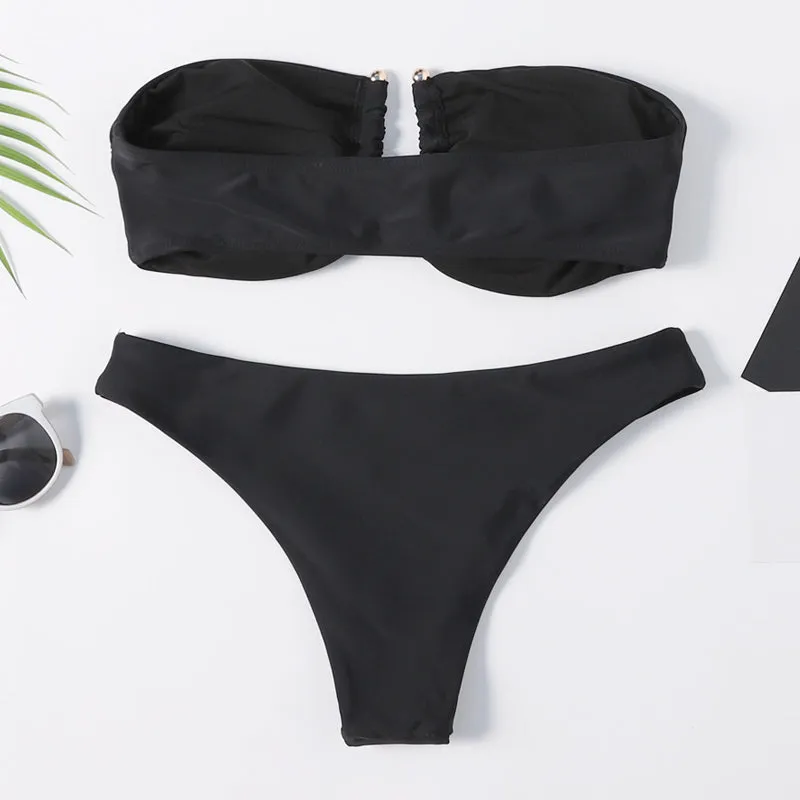 Black Cut Out Bandeau Bikini