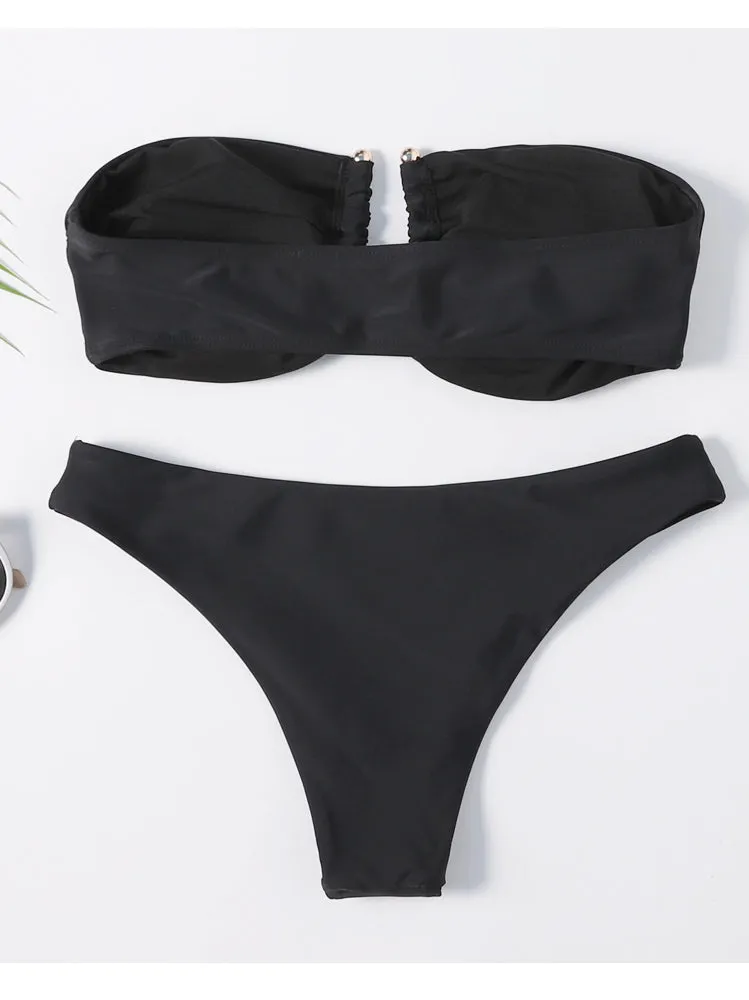 Black Cut Out Bandeau Bikini