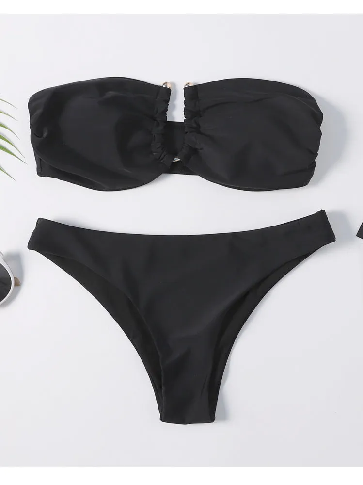 Black Cut Out Bandeau Bikini