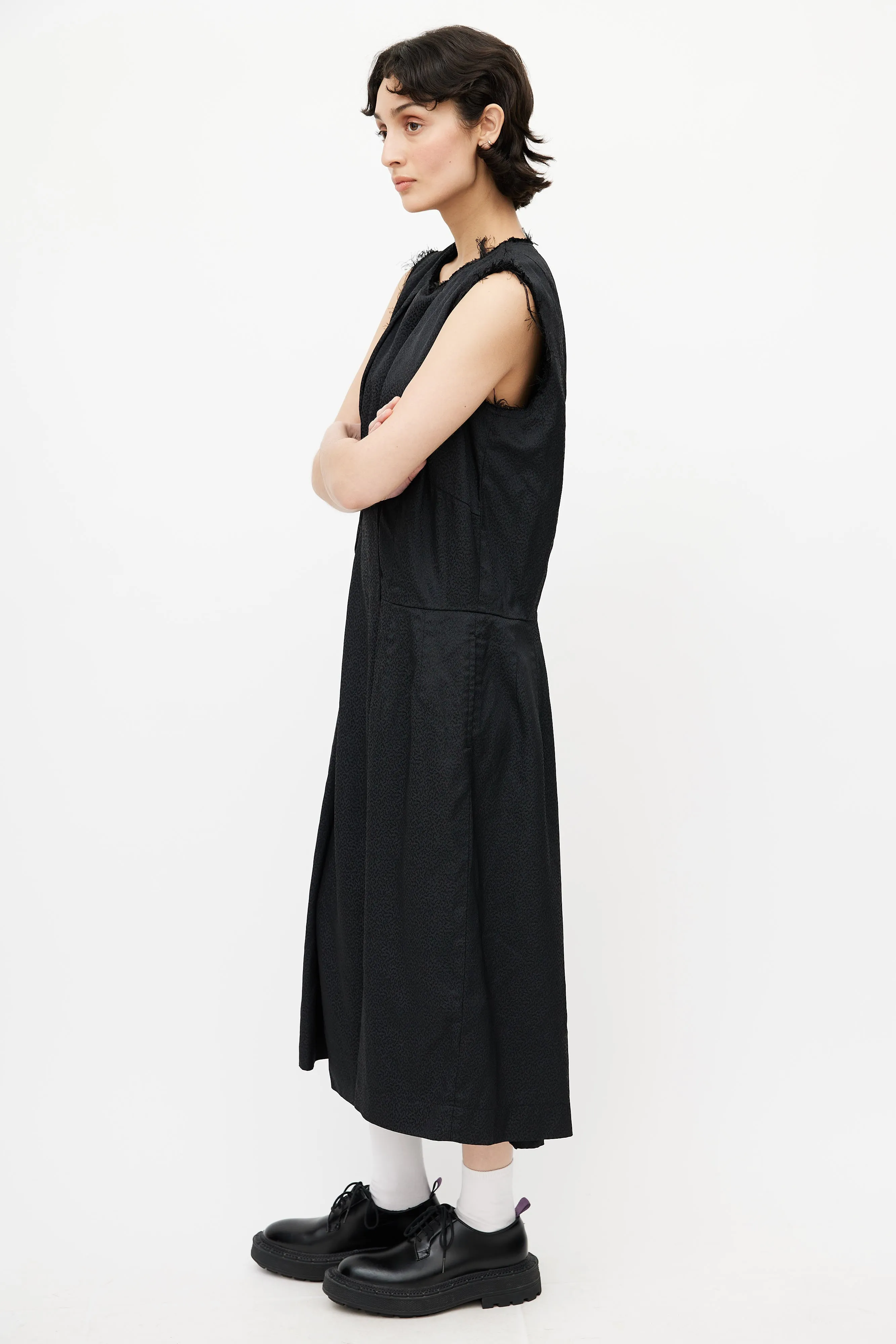 Black Distressed Oversized Dress