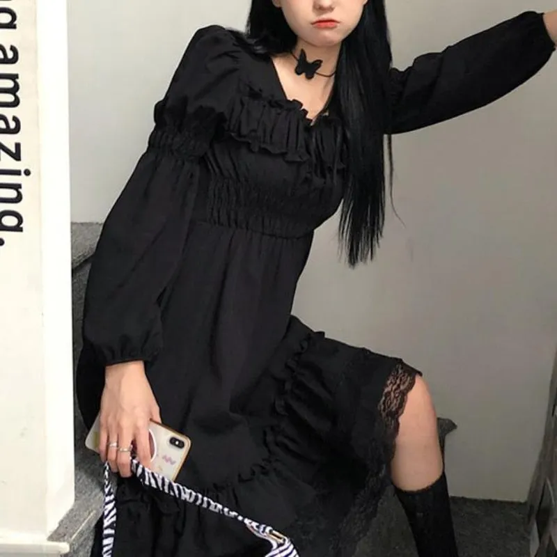 Black Lace Gothic Dress