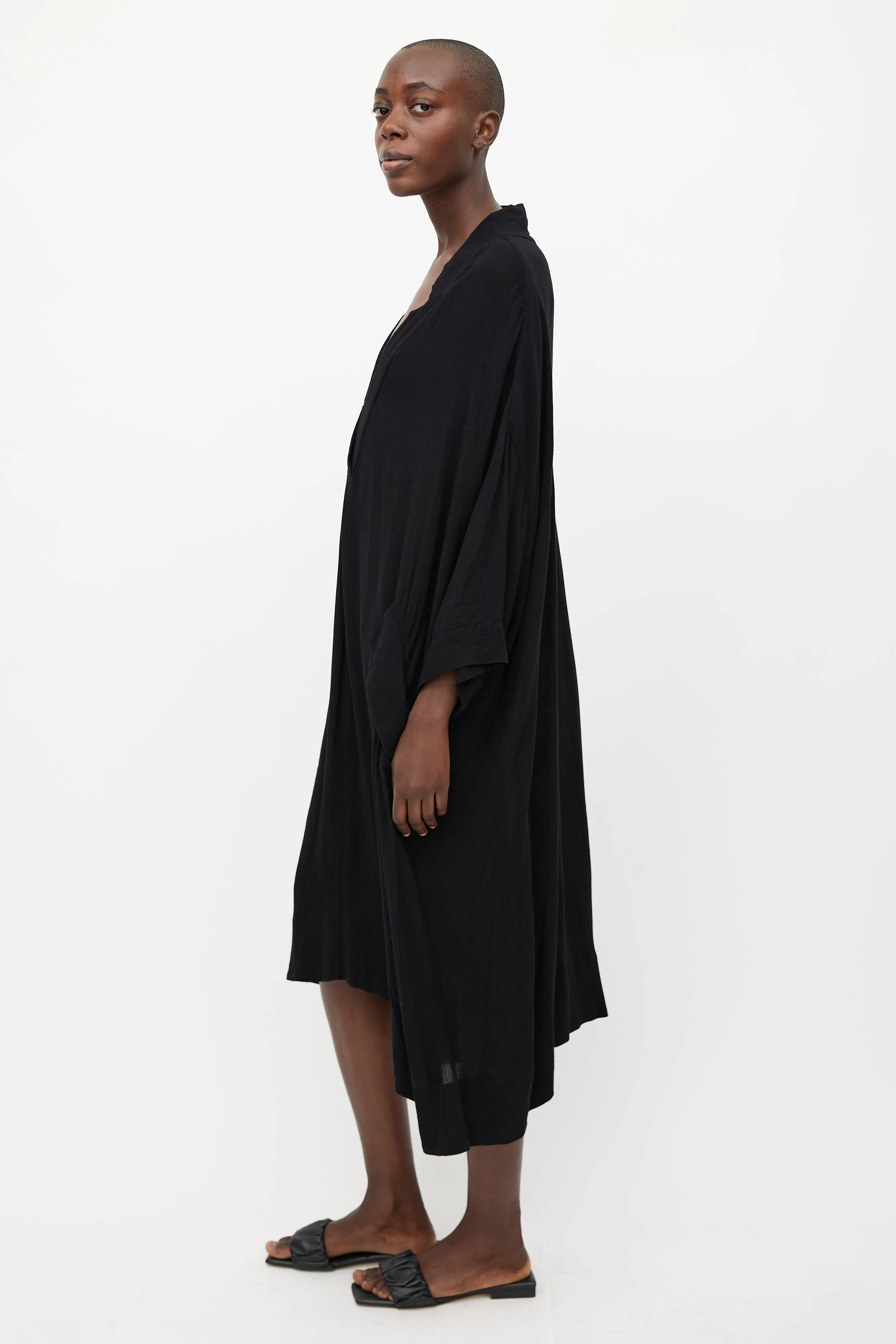 Black Oversized V-Neck Dress