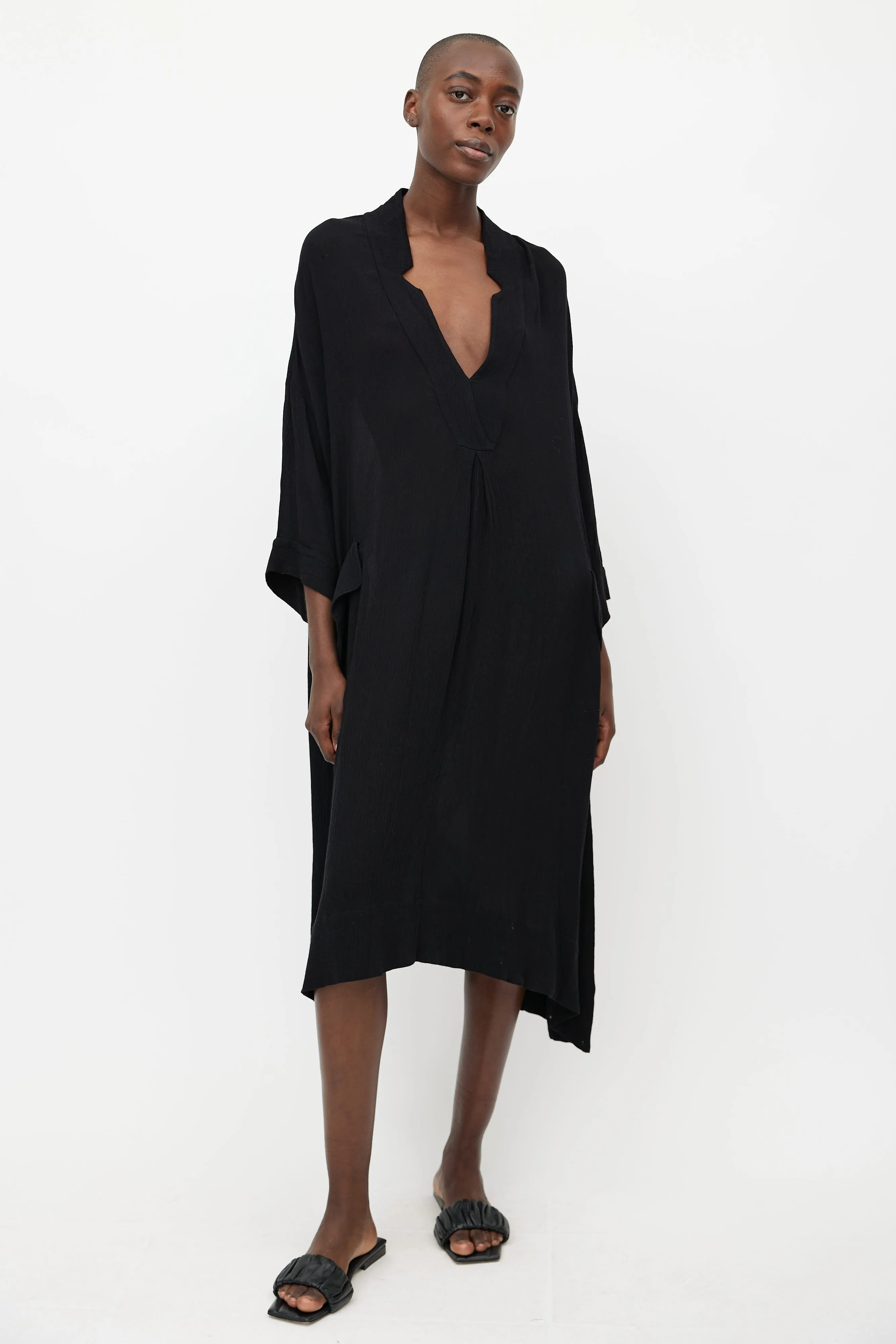 Black Oversized V-Neck Dress