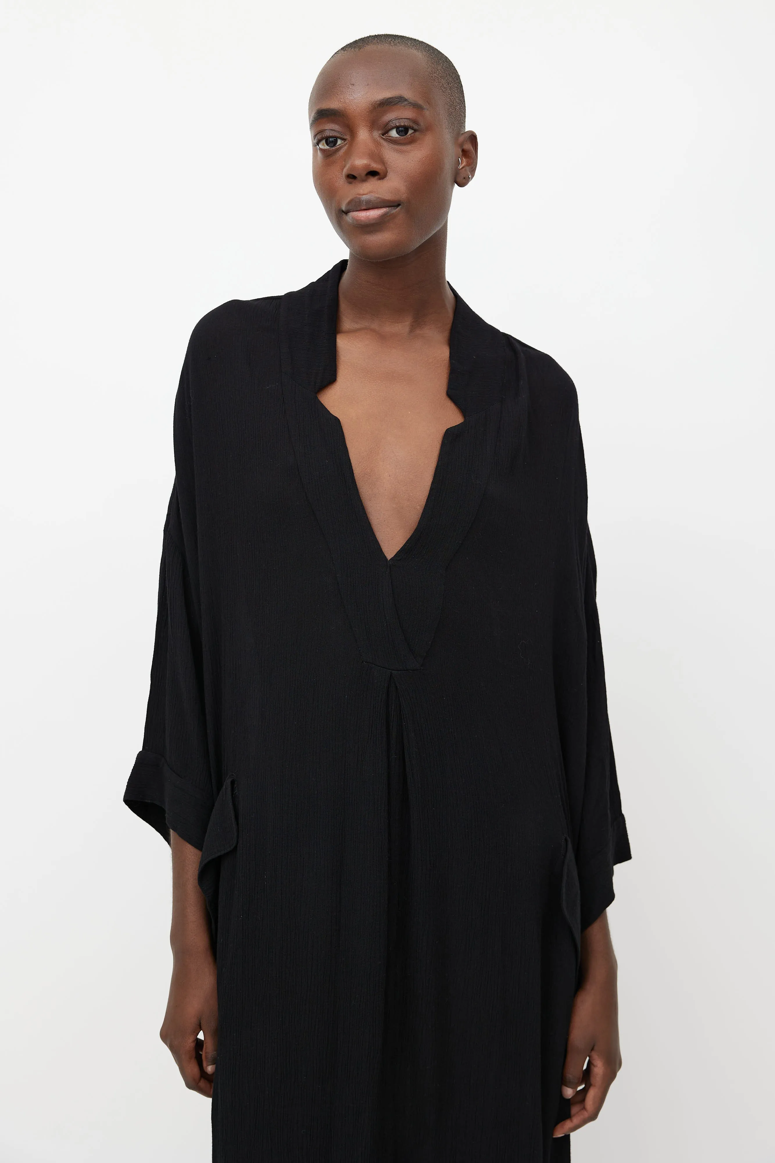 Black Oversized V-Neck Dress