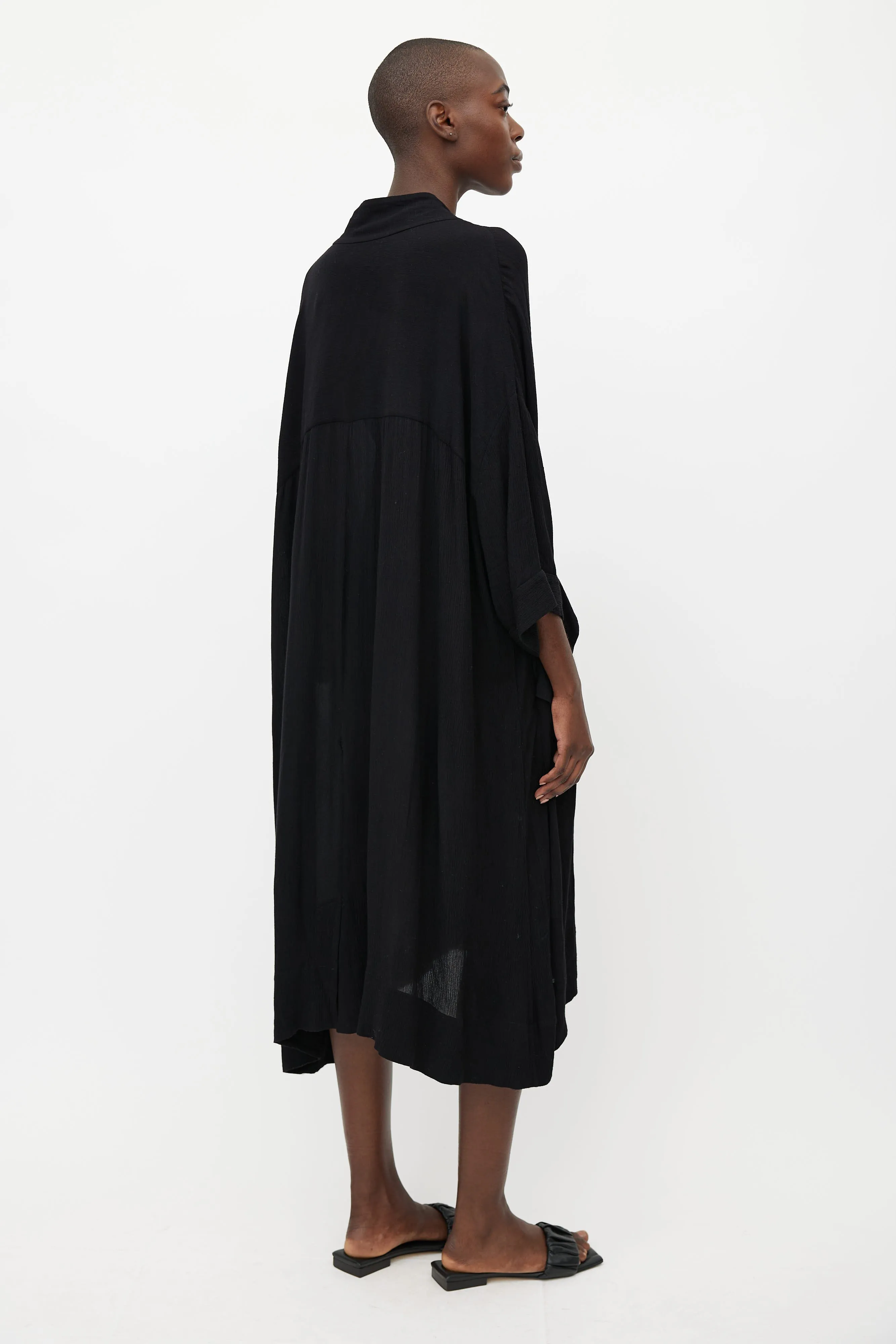 Black Oversized V-Neck Dress