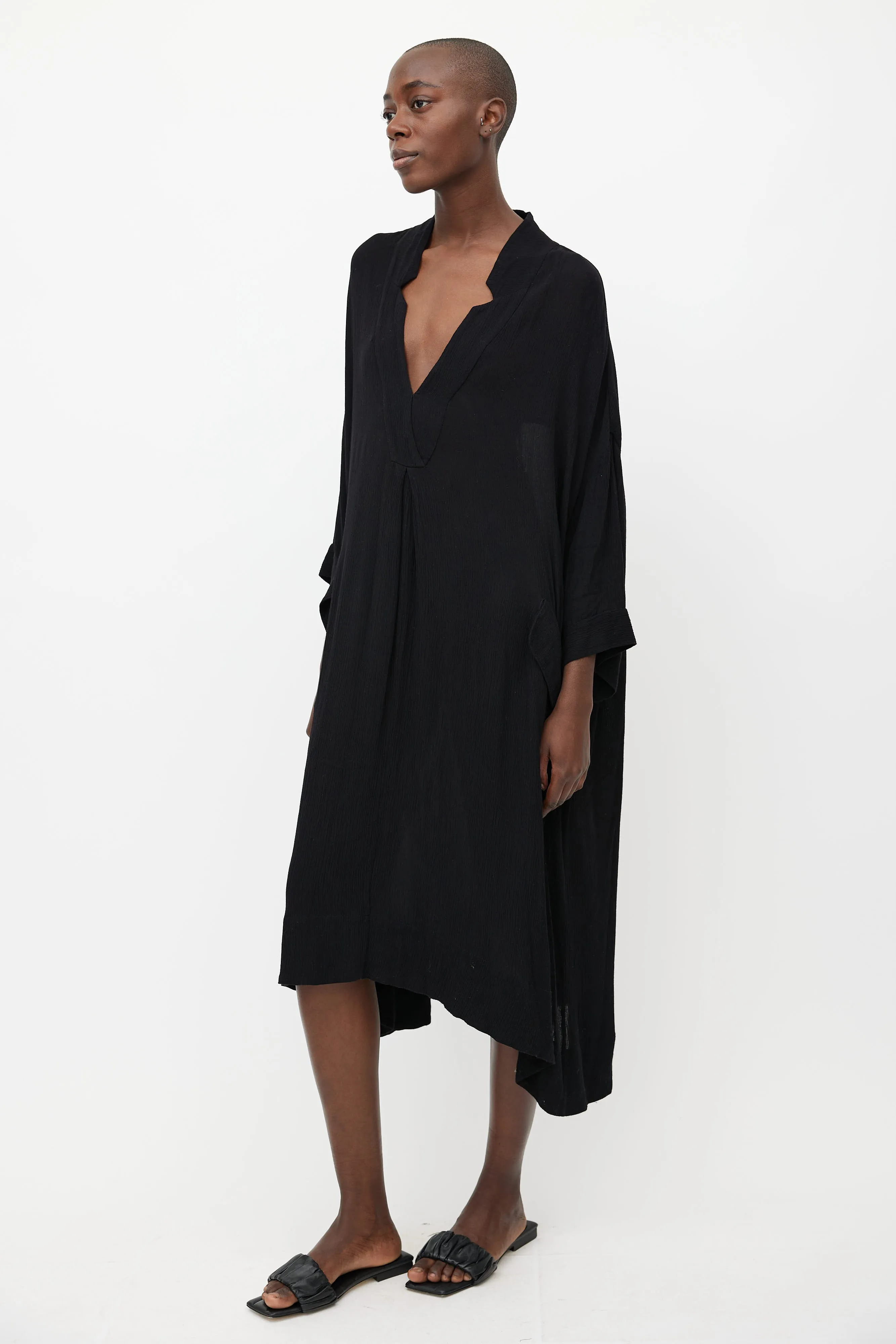 Black Oversized V-Neck Dress
