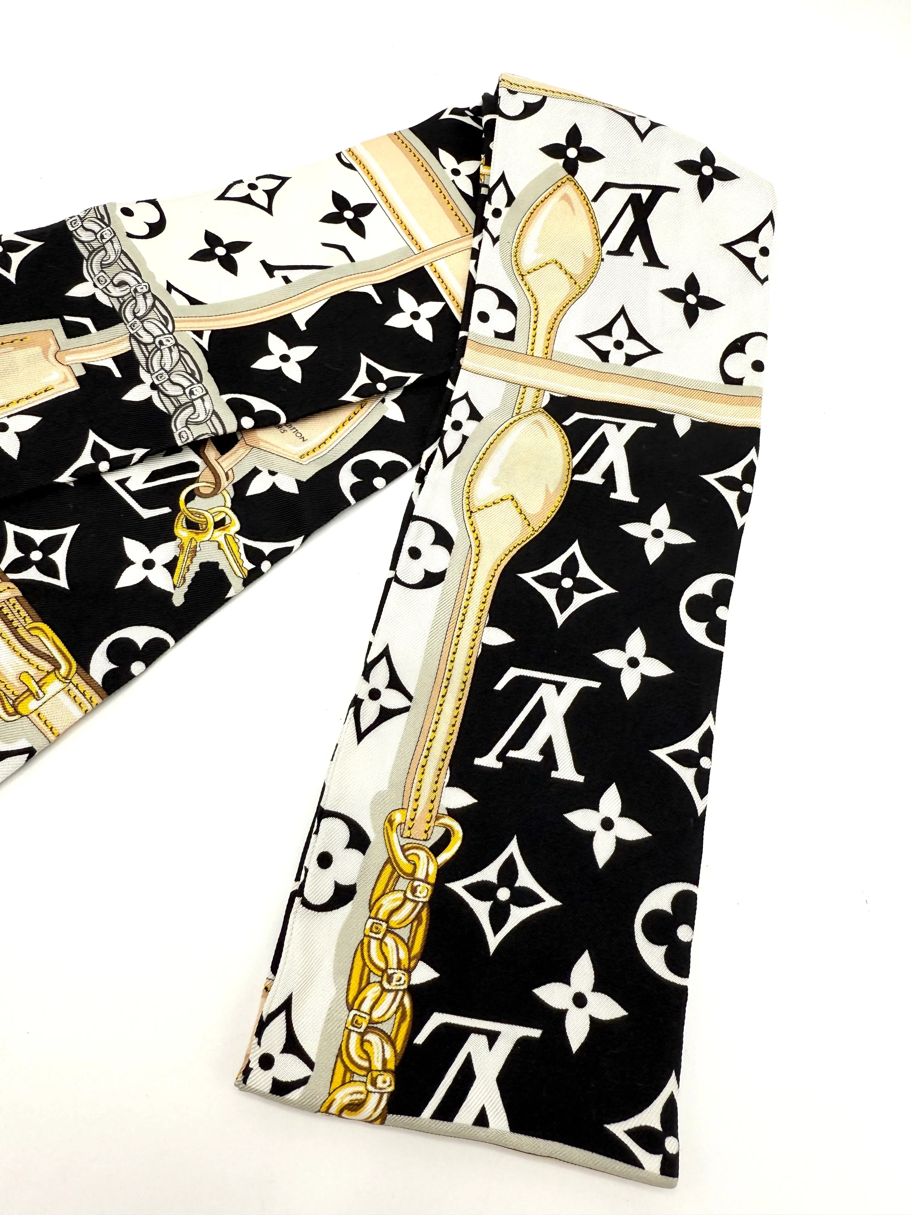 Black/White Chain Monogram Bandeau