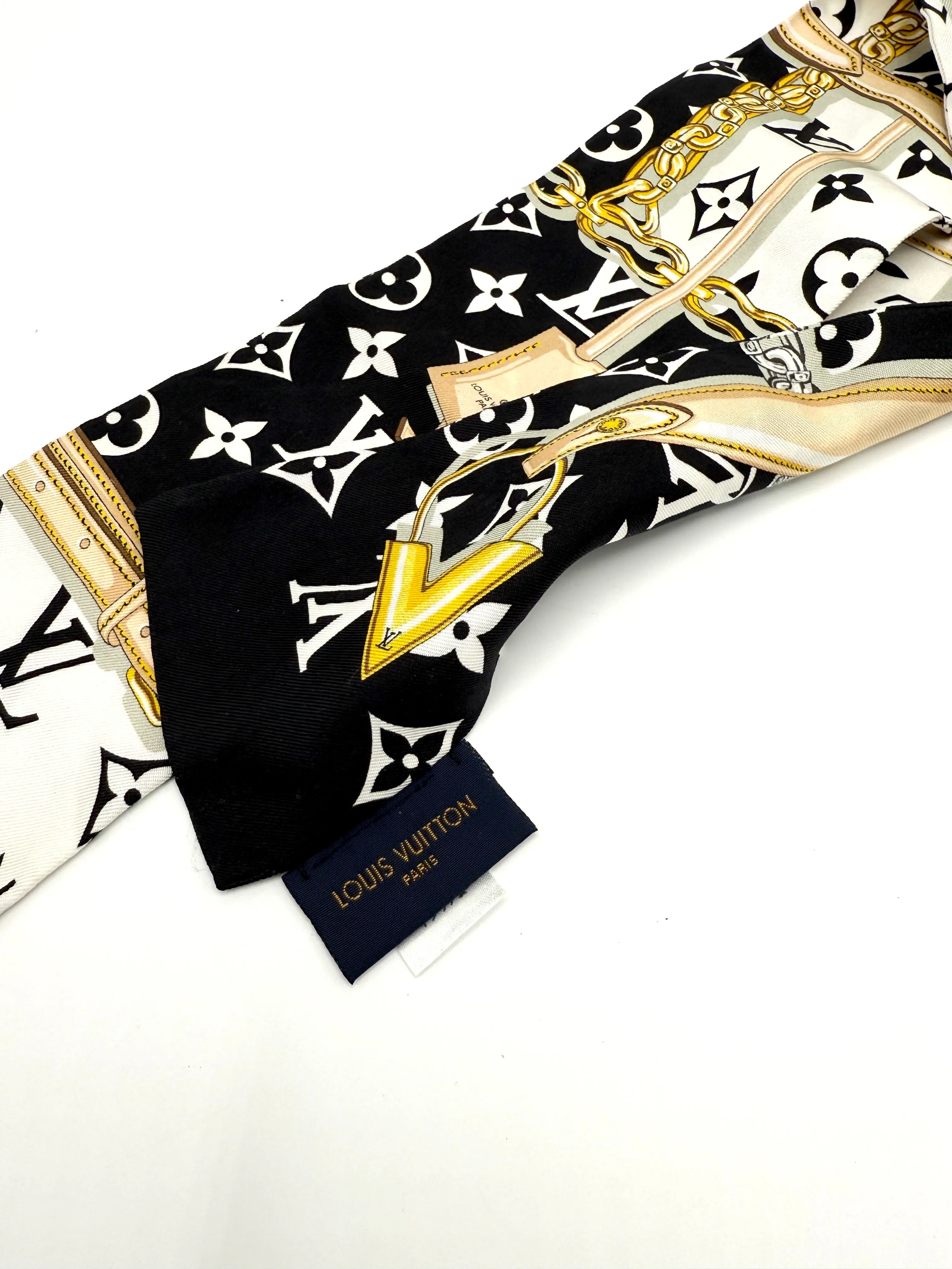 Black/White Chain Monogram Bandeau