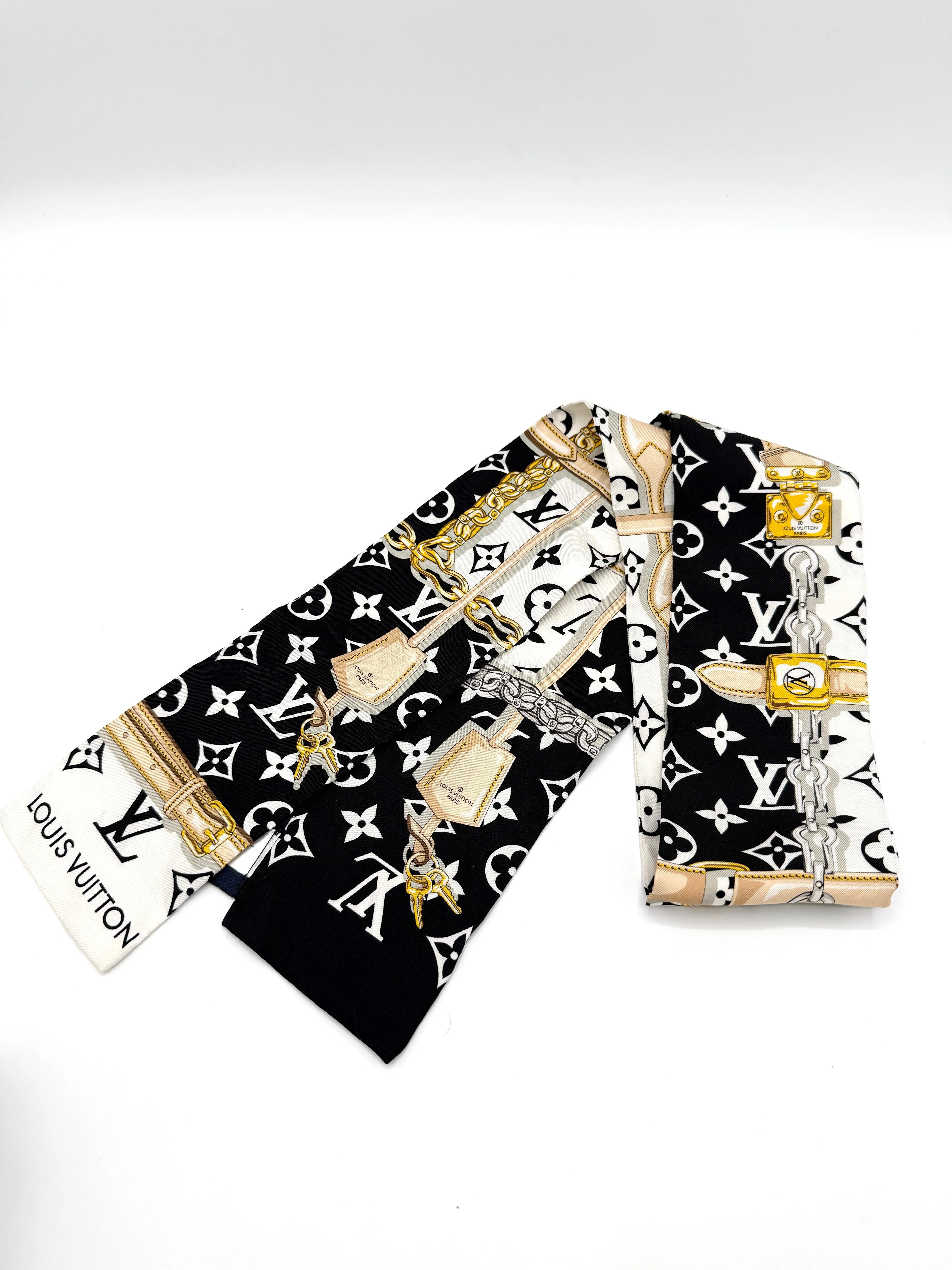 Black/White Chain Monogram Bandeau