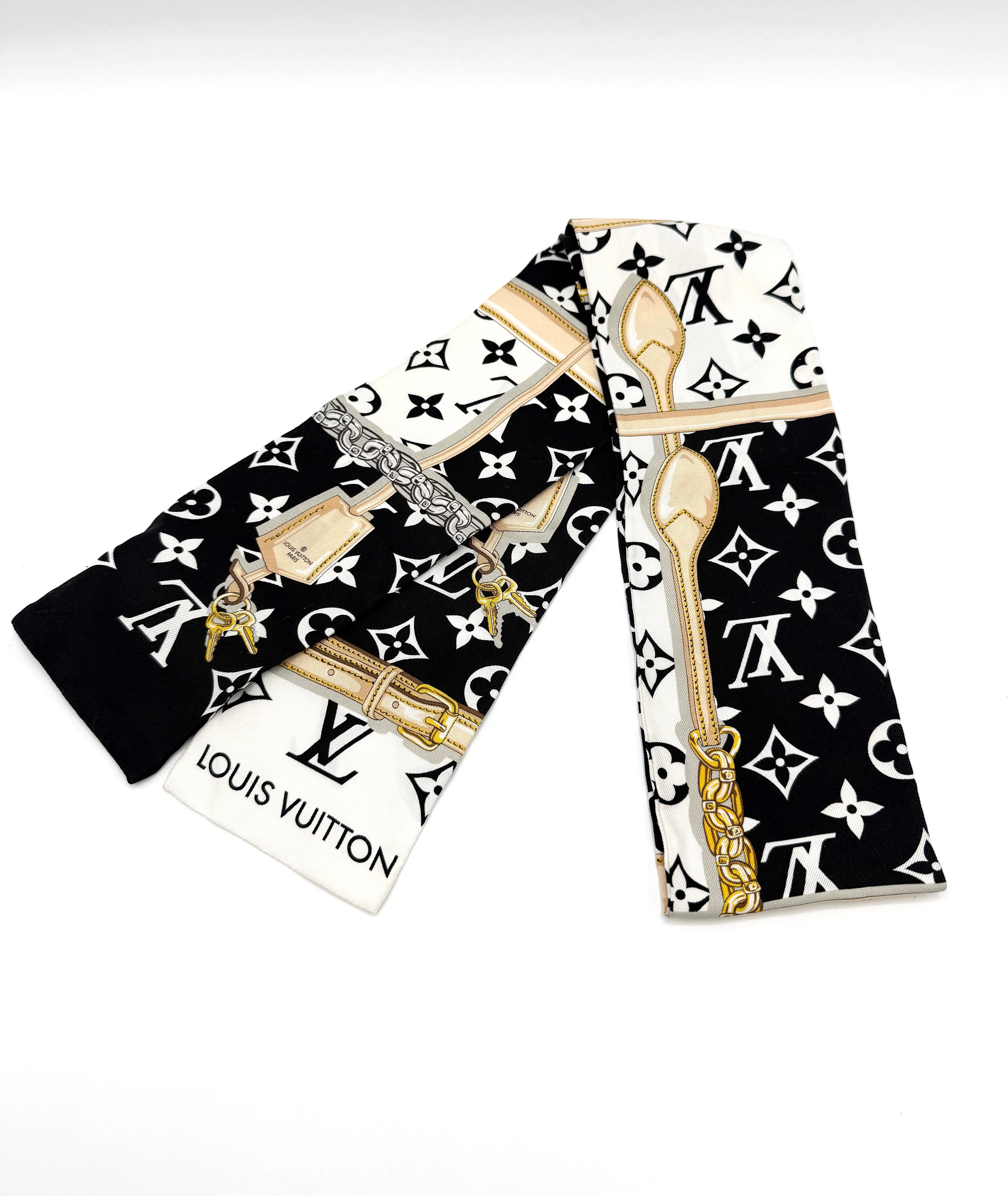 Black/White Chain Monogram Bandeau
