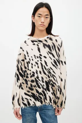 Brown & Black Patterned Distressed Knit Sweater