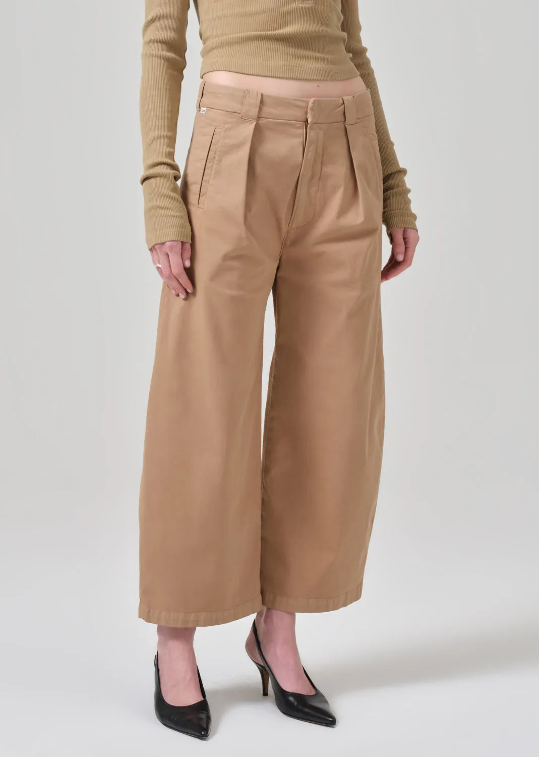 Cara Cropped Pleated Trouser in Nano