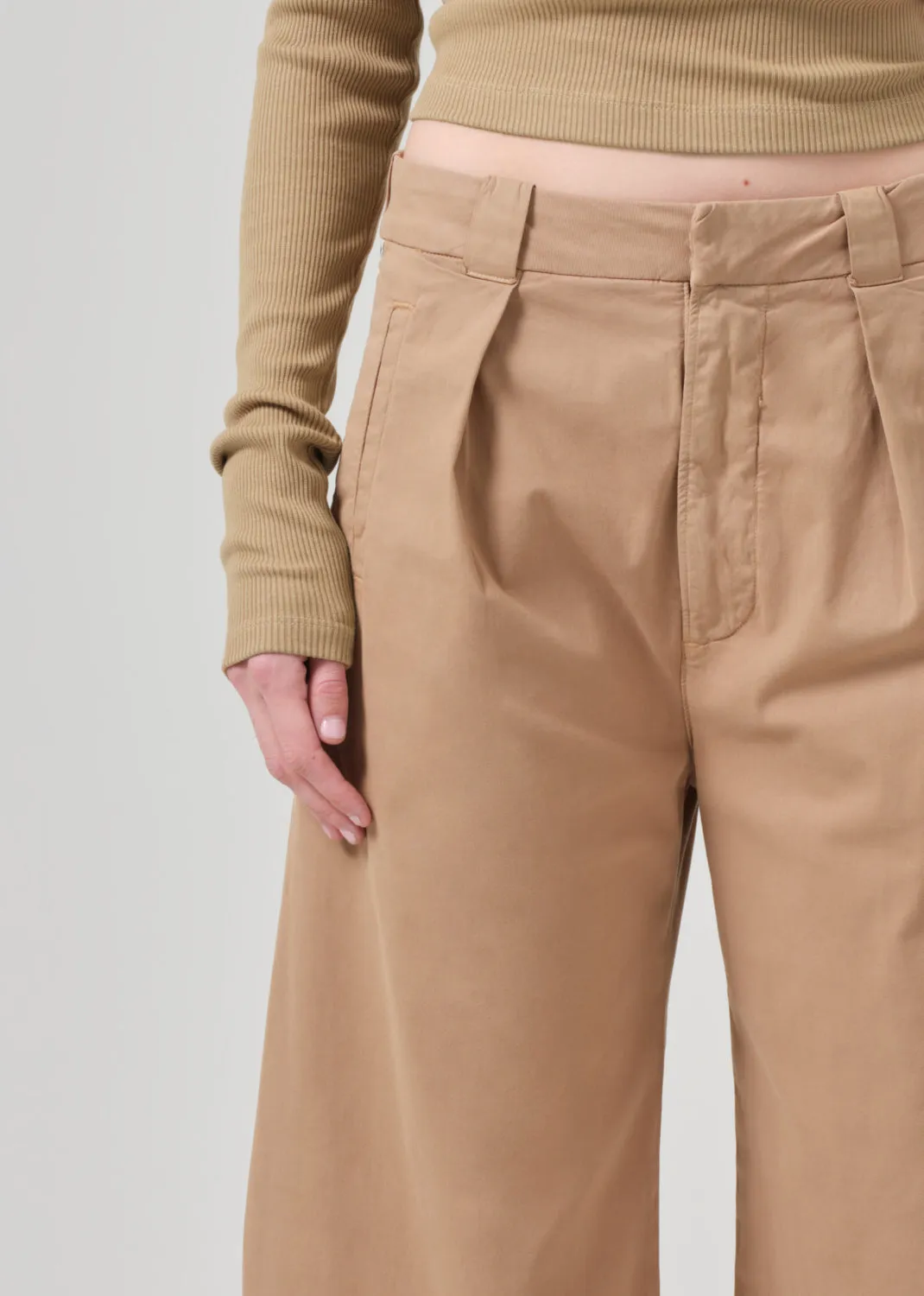 Cara Cropped Pleated Trouser in Nano