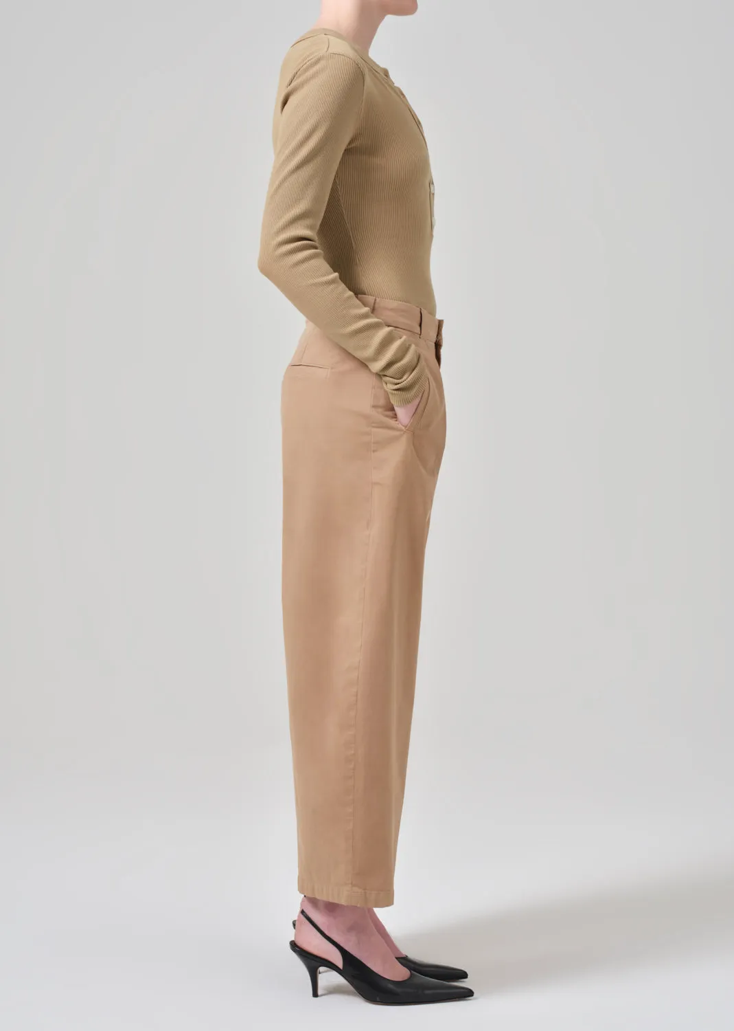 Cara Cropped Pleated Trouser in Nano