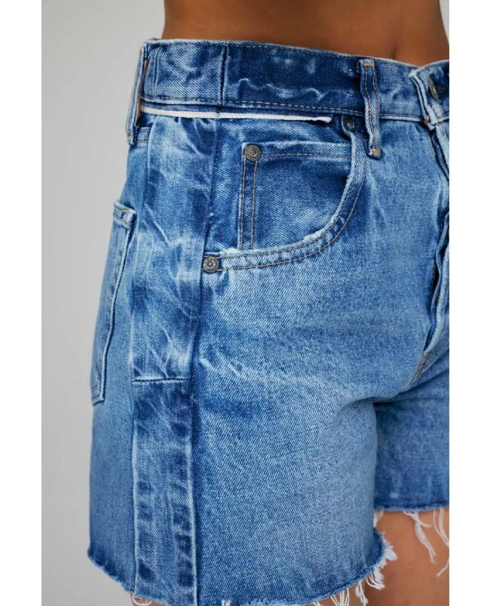 Cary Distressed Denim Hi Cut-Offs