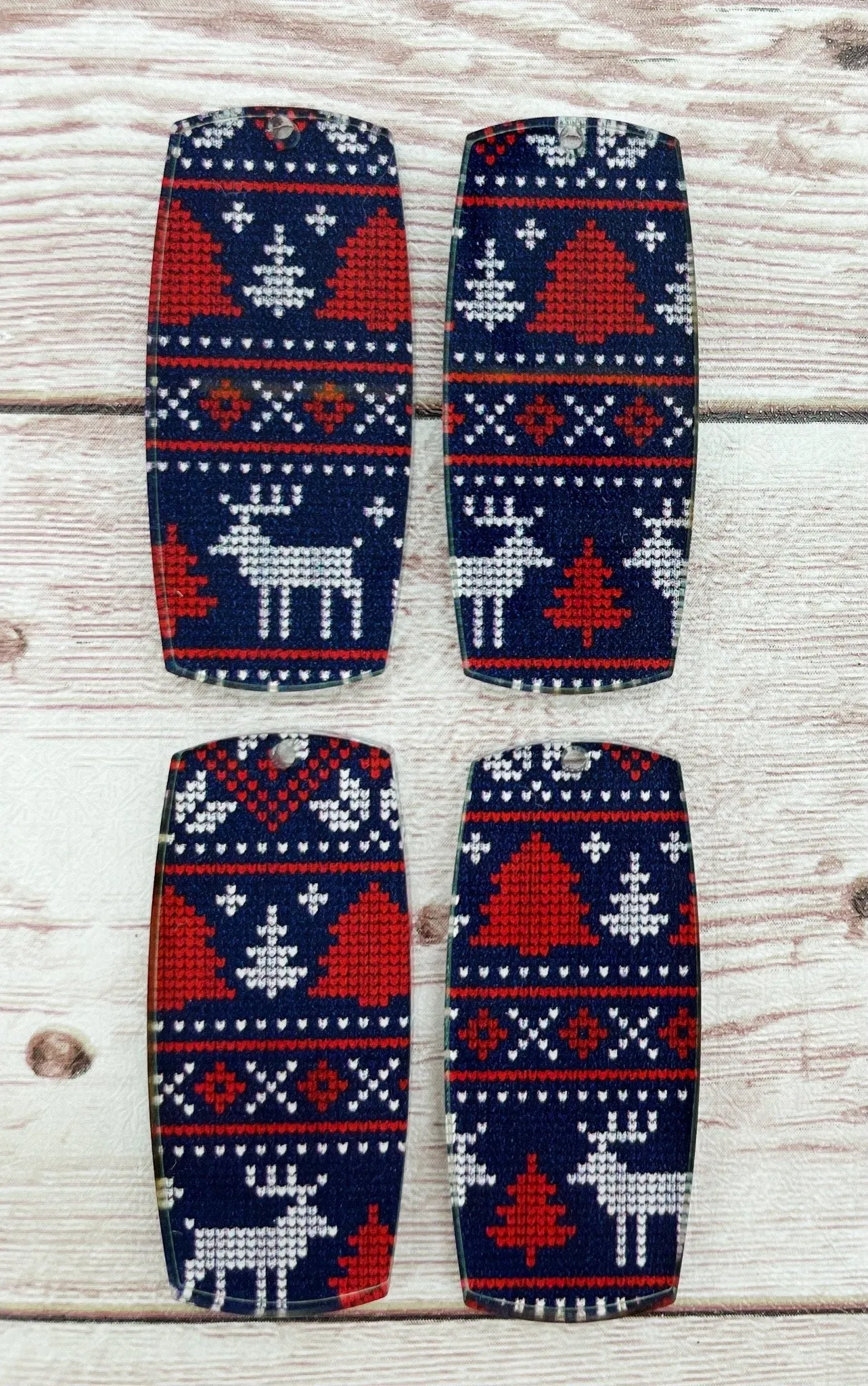 Christmas Sweater Print Bar Acrylic Earring Blanks, DIY Jewelry Making
