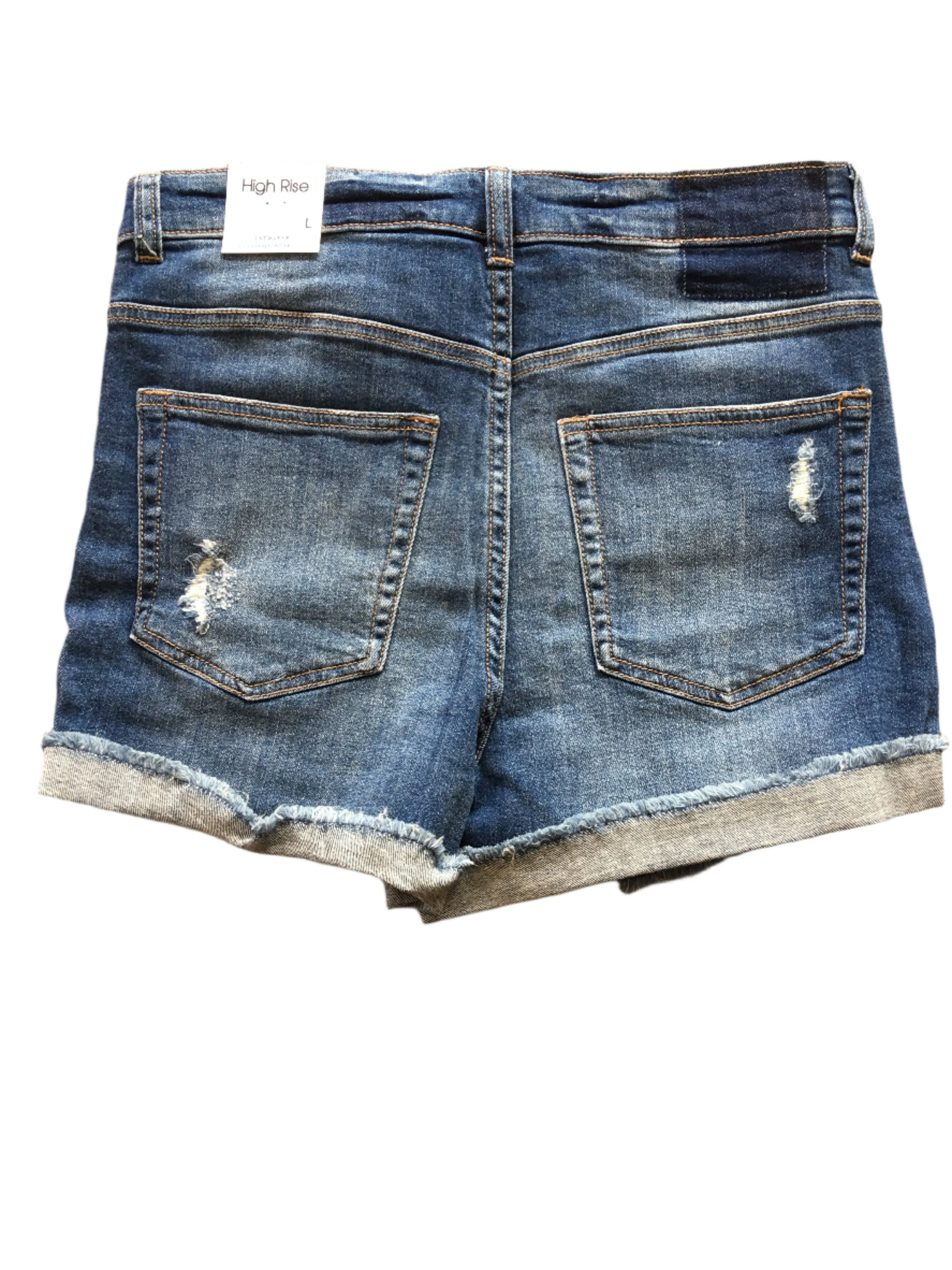 Distressed Folded Denim Shorts