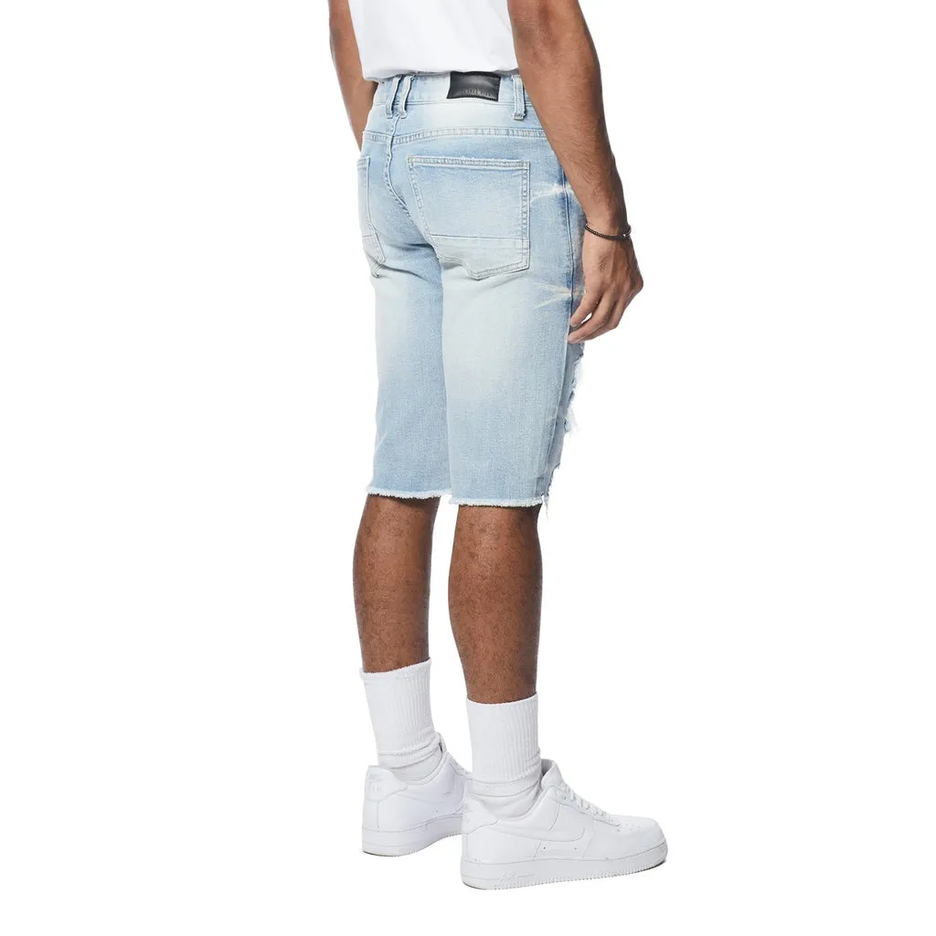 Distressed Rip & Repair Jean Shorts - Santorini Blue