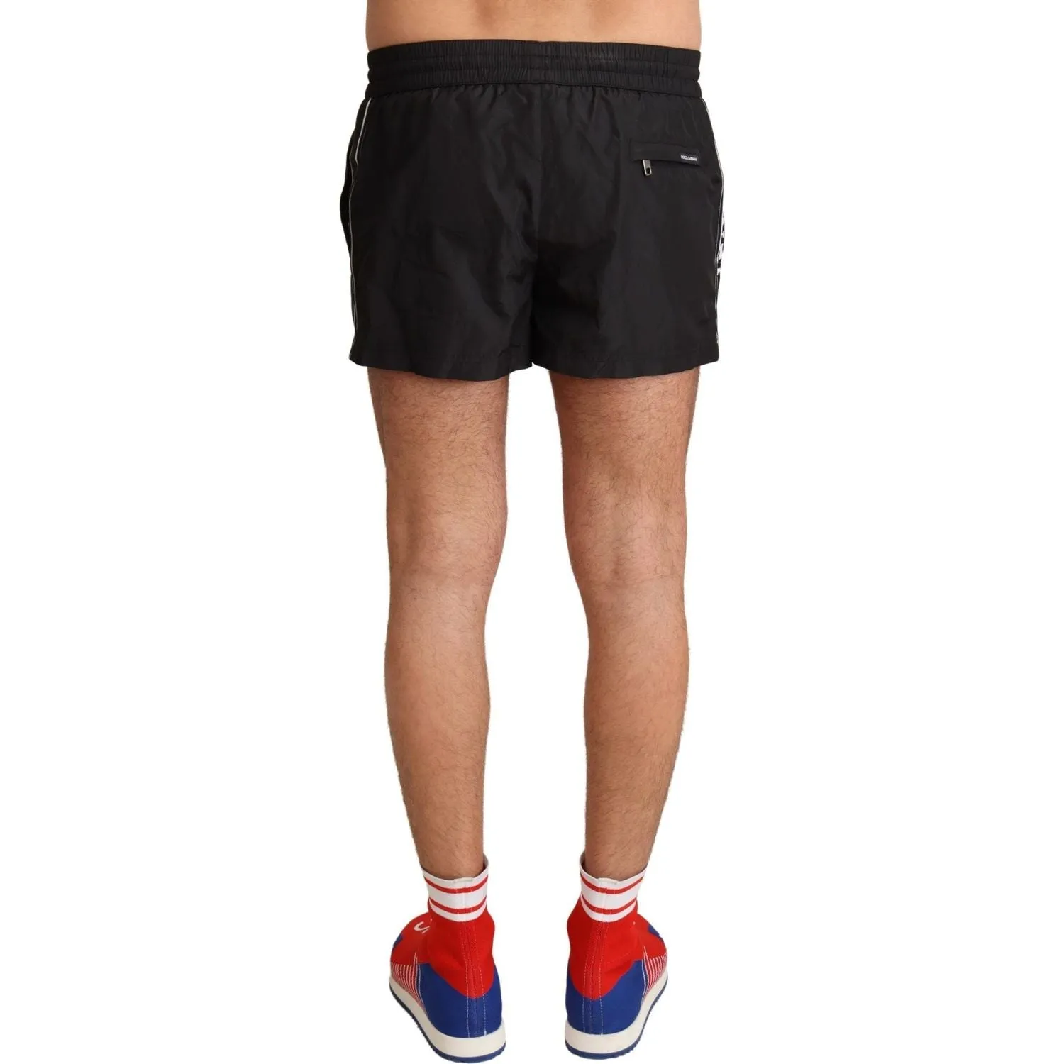 Dolce & Gabbana Elegant Black KING Motive Swim Trunks