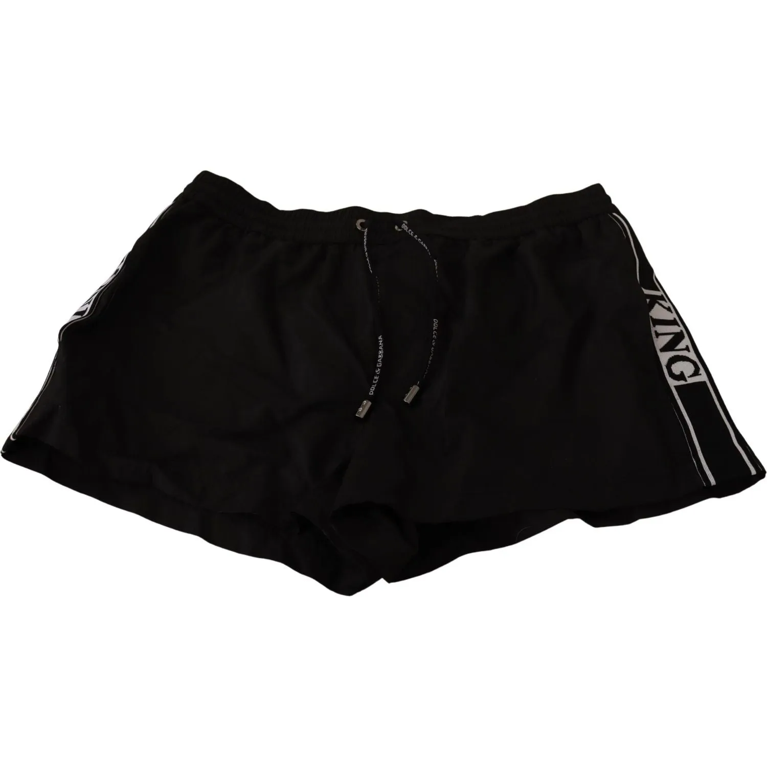 Dolce & Gabbana Elegant Black KING Motive Swim Trunks