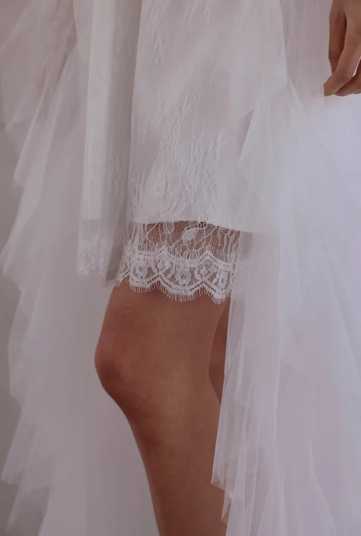 DOLLY Elegant White Two Piece Bandeau Wedding Dress-MUNA