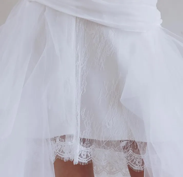 DOLLY Elegant White Two Piece Bandeau Wedding Dress-MUNA
