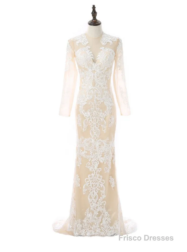 Formal Celebrity Dresses Mermaid Deep V-neck Long Sleeves Slit Sexy Long Evening Dresses