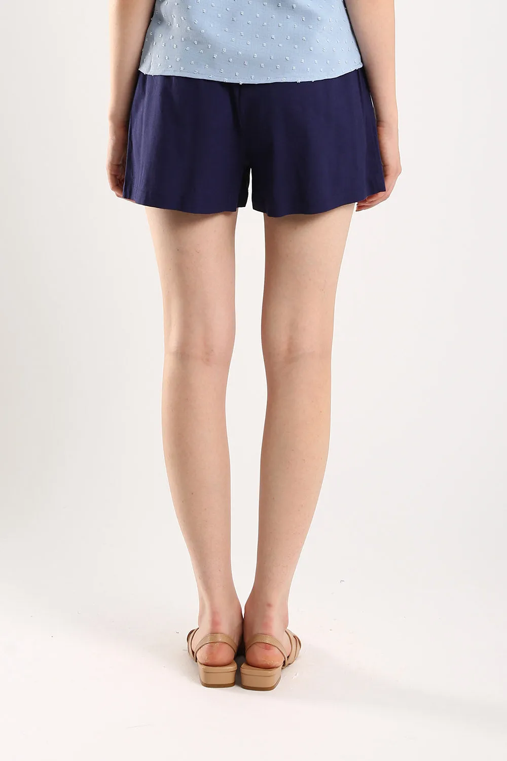 Gabine Linen Shorts in Navy Blue