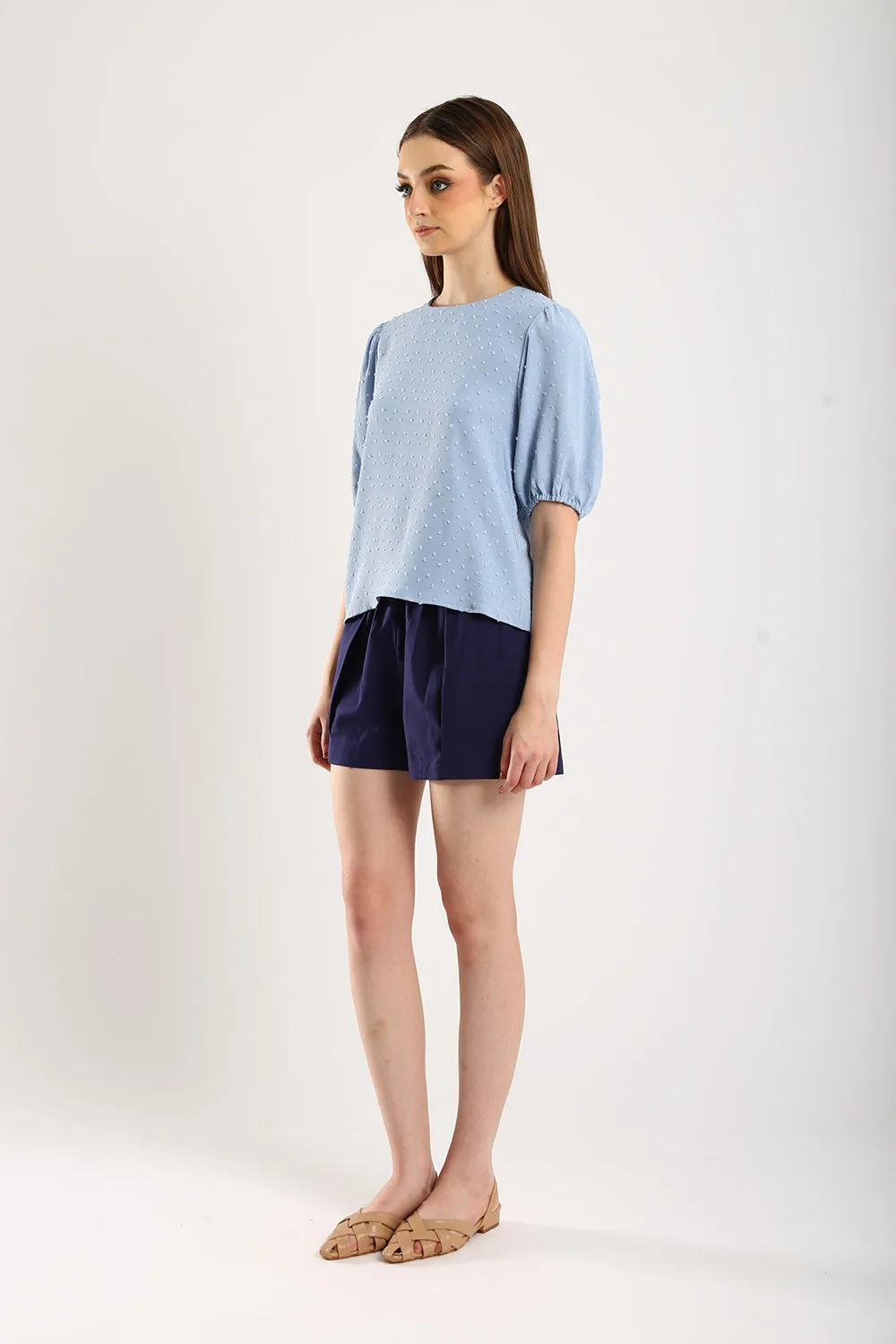 Gabine Linen Shorts in Navy Blue