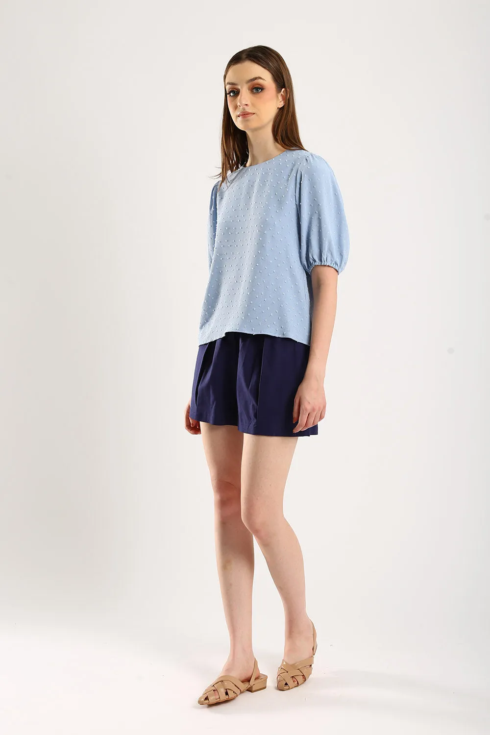 Gabine Linen Shorts in Navy Blue