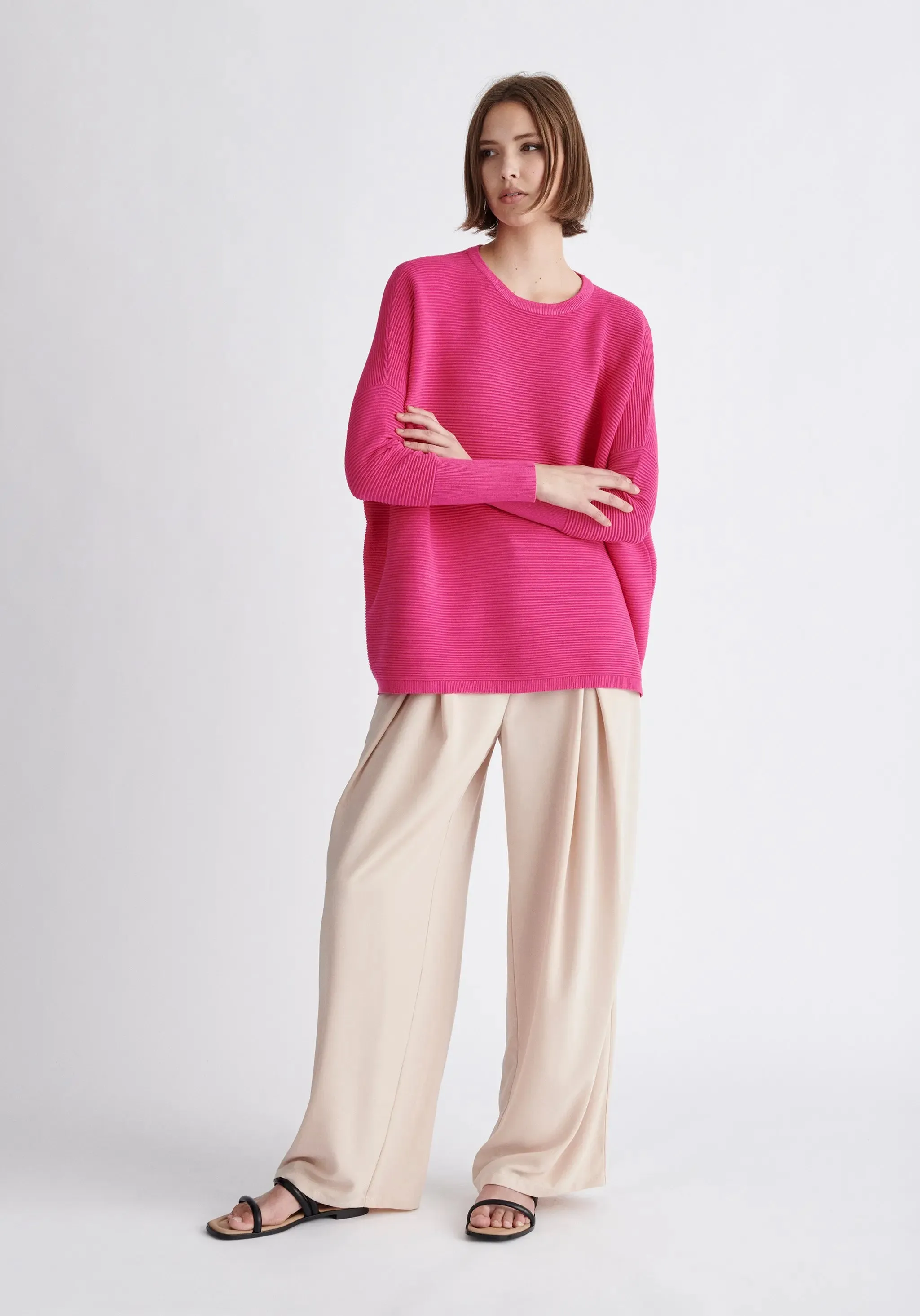 Hot Pink Paisie Ribbed Jumper