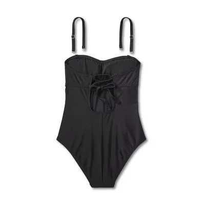Kona Sol Twist-Front Bandeau One-Piece Swimsuit with Tummy Control