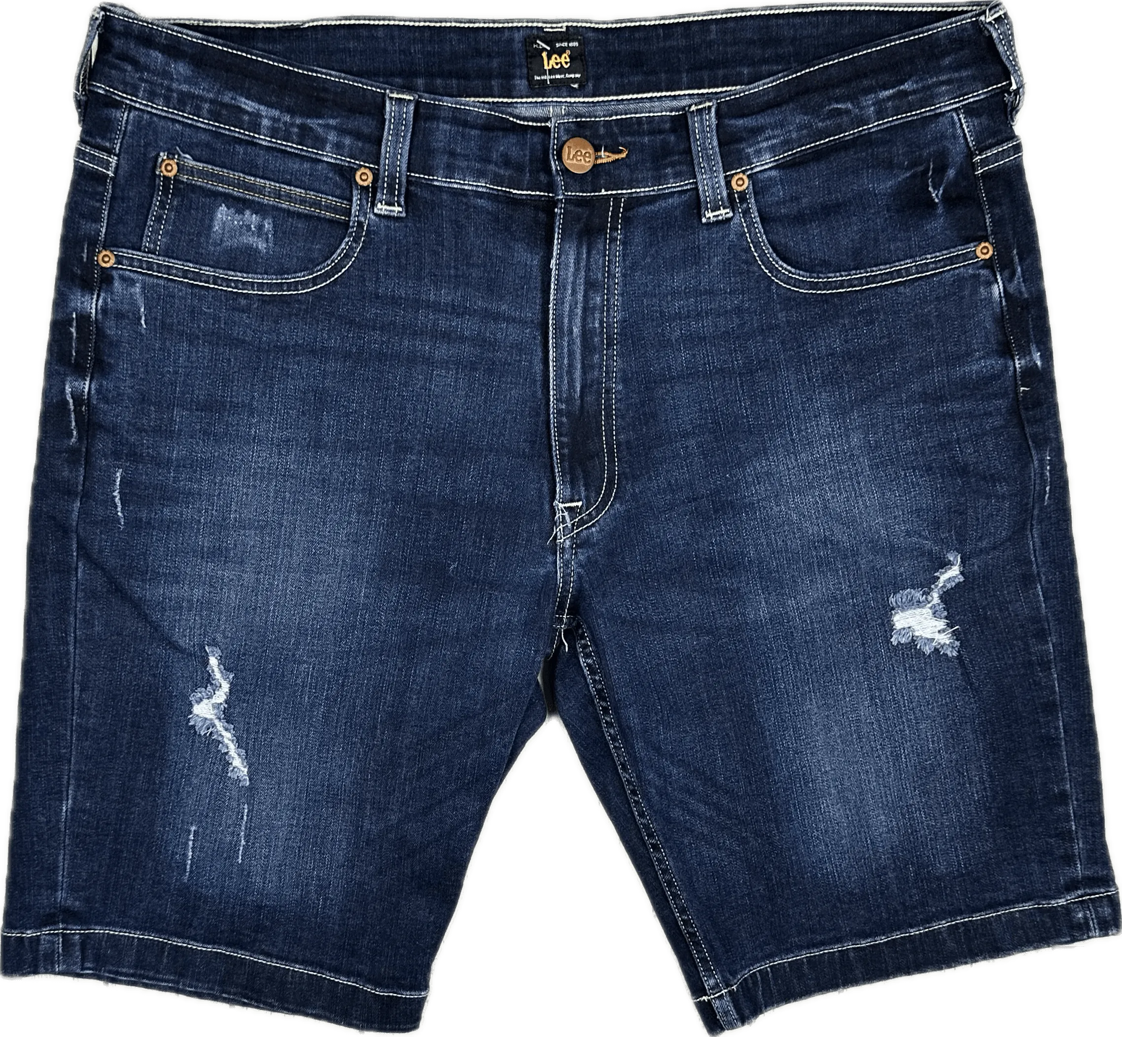 Lee Mens Distressed Stretch Denim Shorts -Size 38