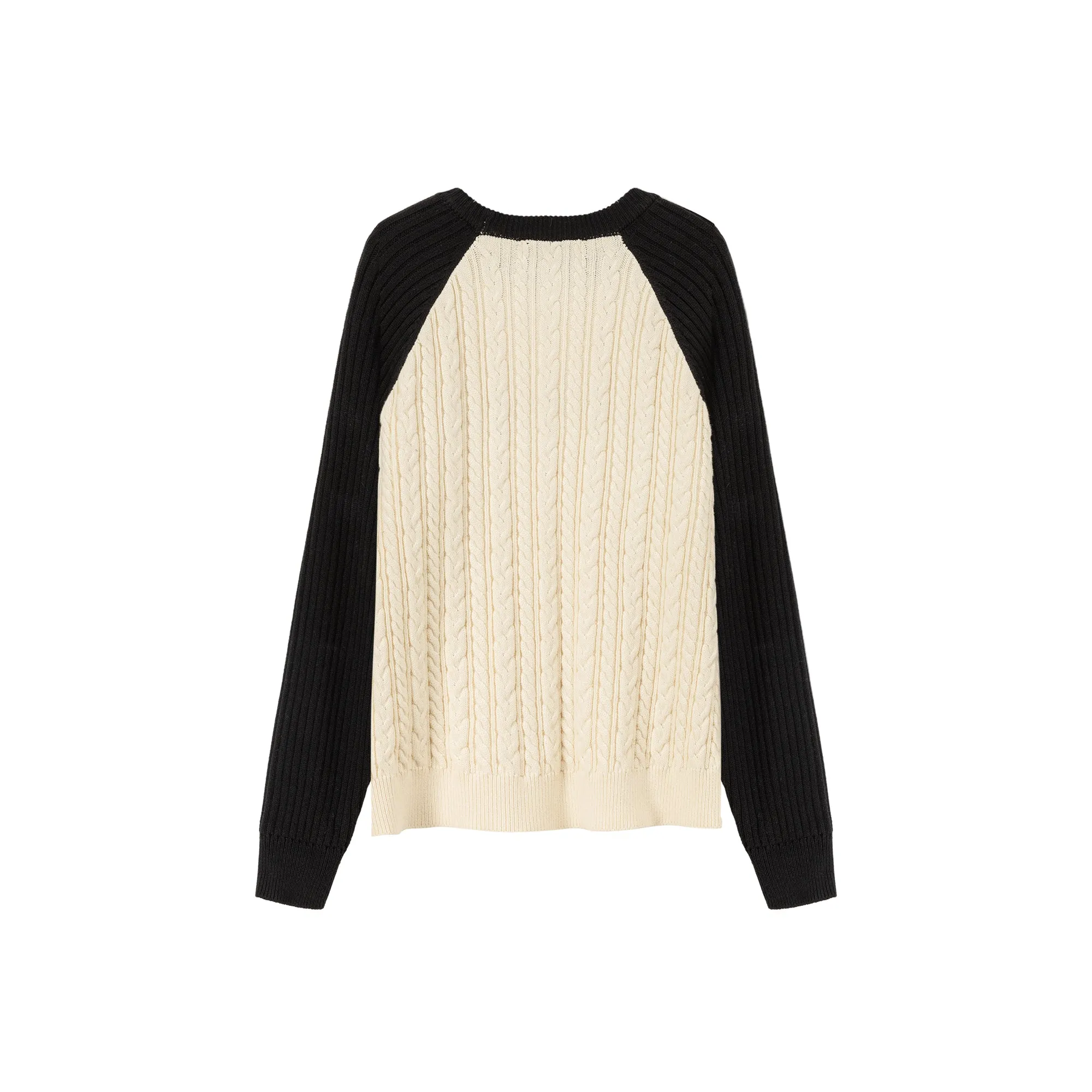 Logo Raglan Color Combination Knit Sweater