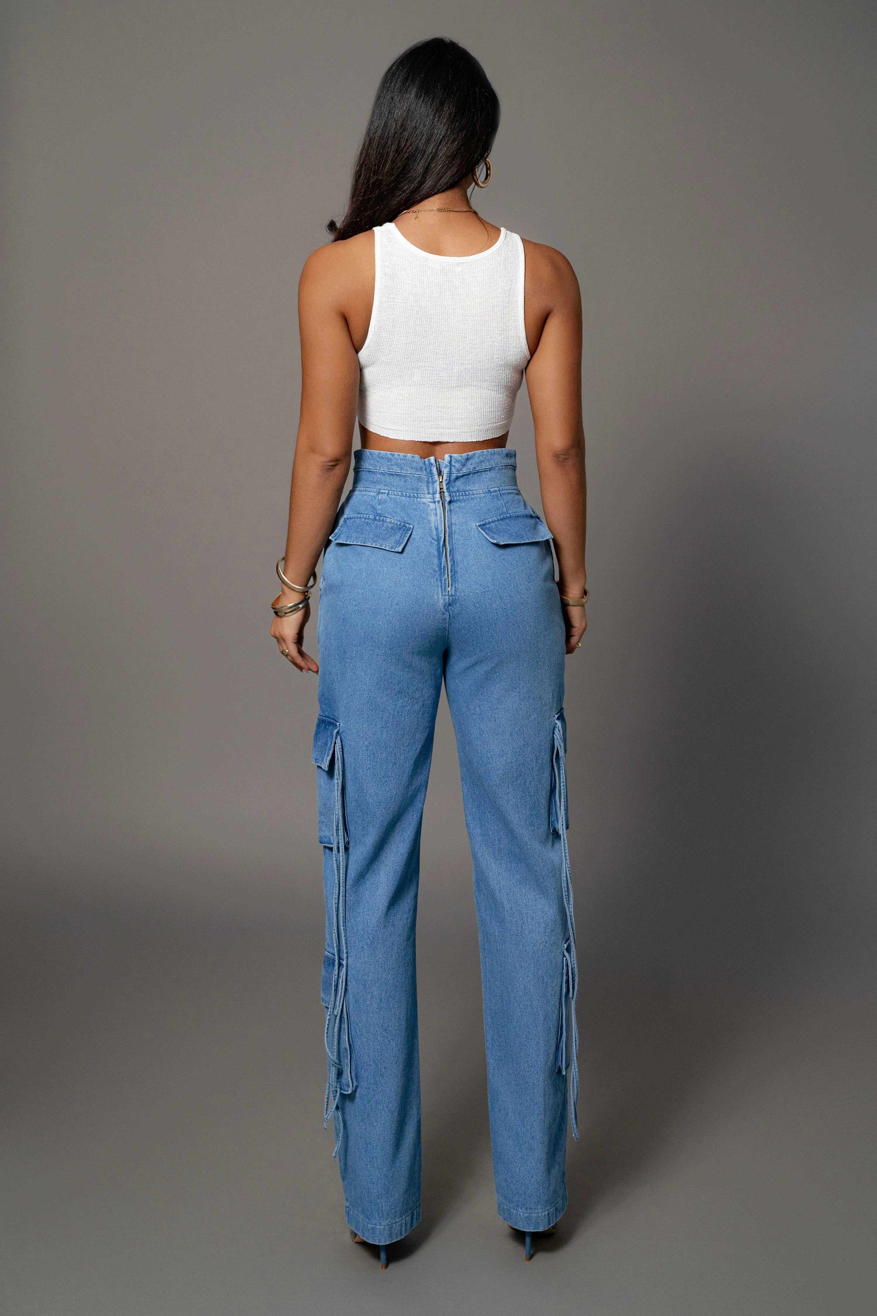 Medium Wash Jacinda Denim Utility Pants
