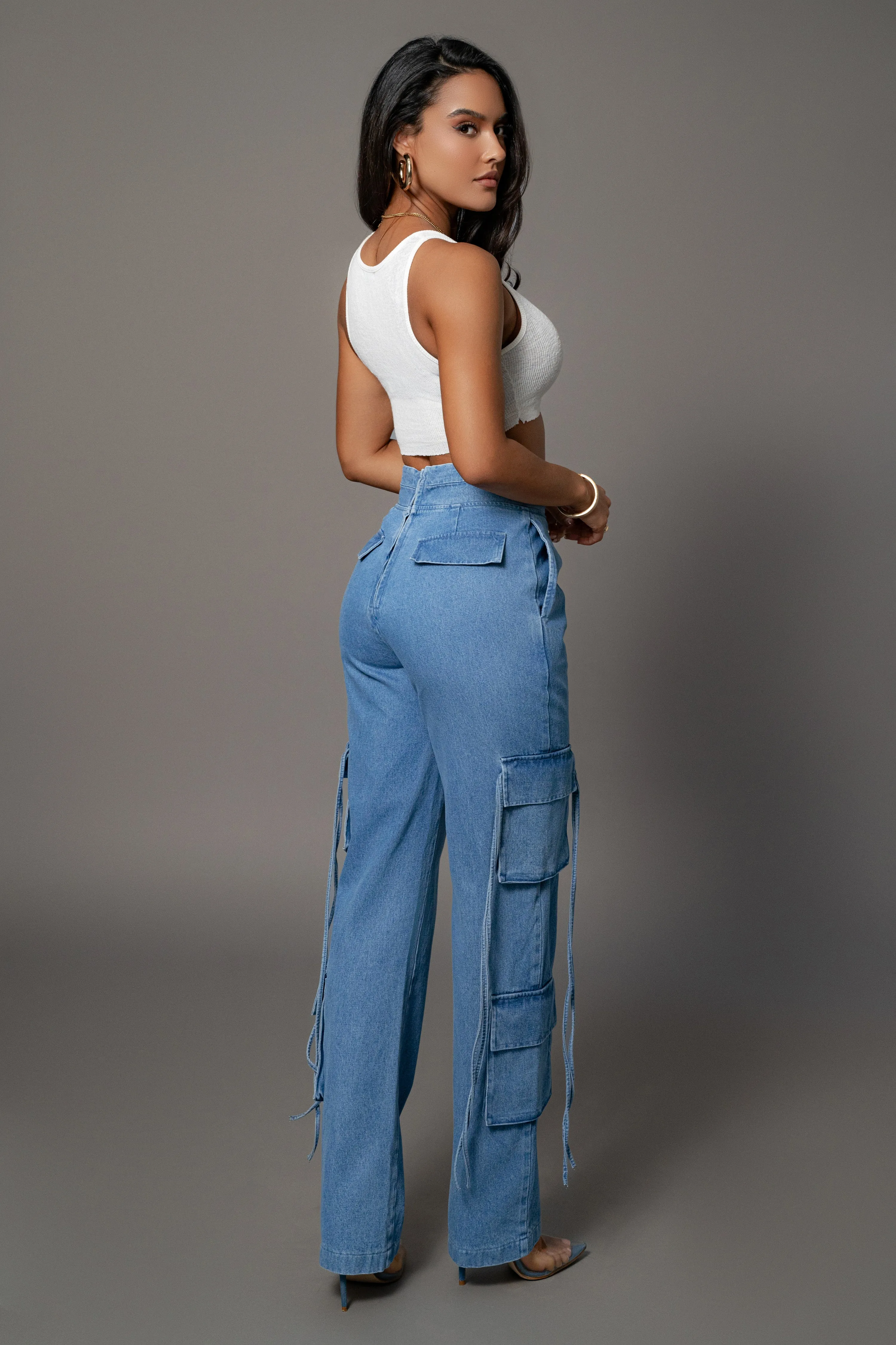 Medium Wash Jacinda Denim Utility Pants