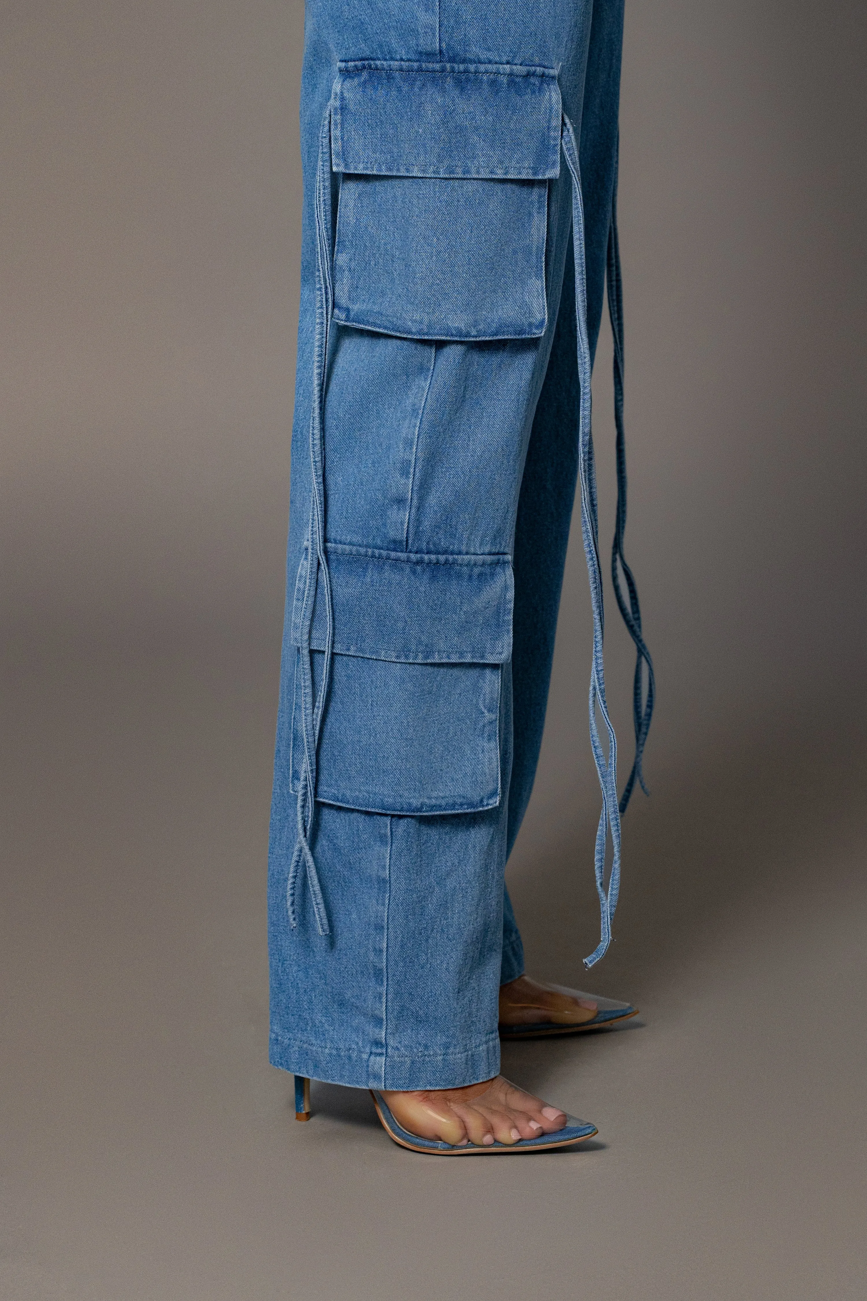 Medium Wash Jacinda Denim Utility Pants