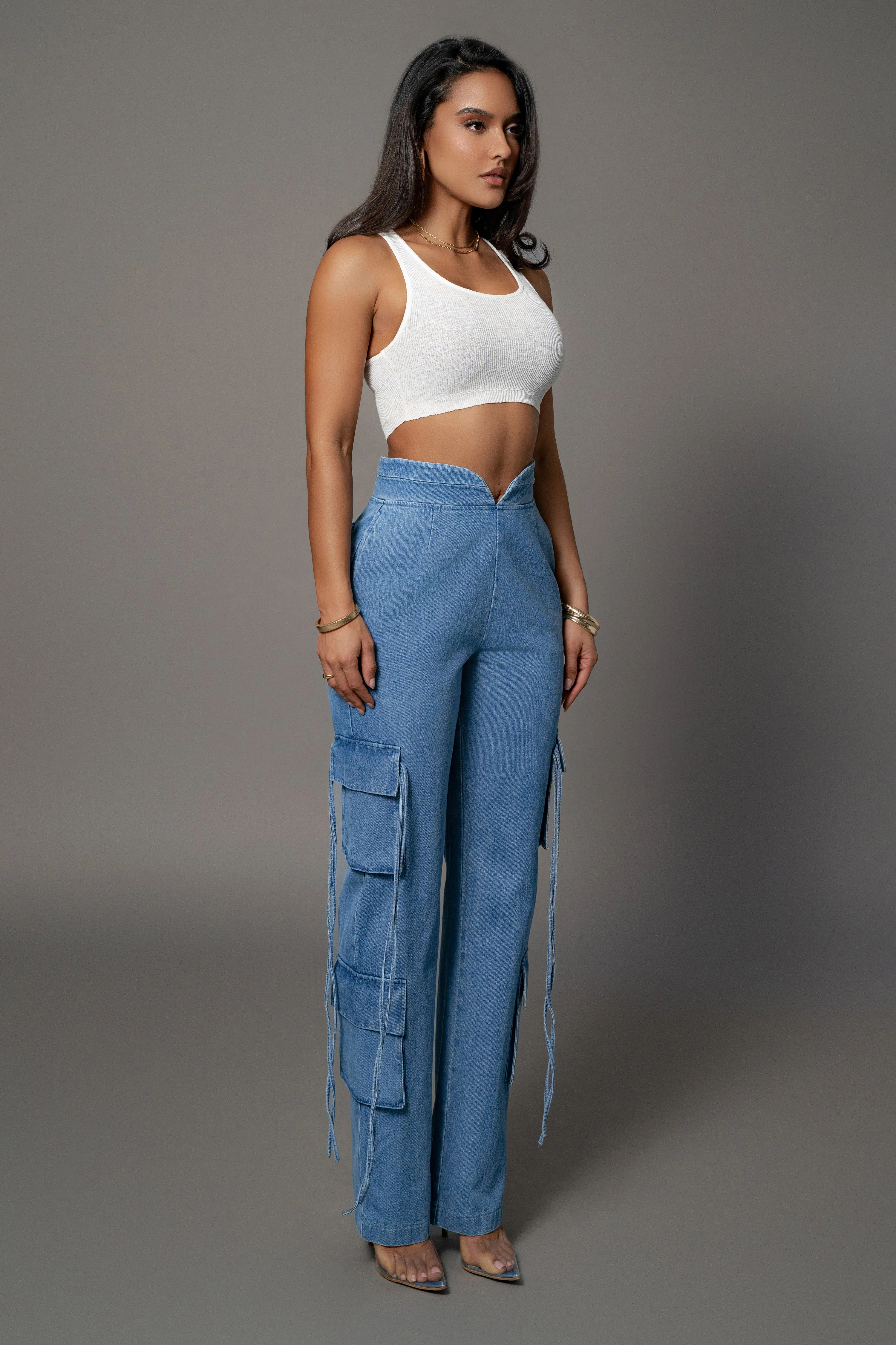Medium Wash Jacinda Denim Utility Pants