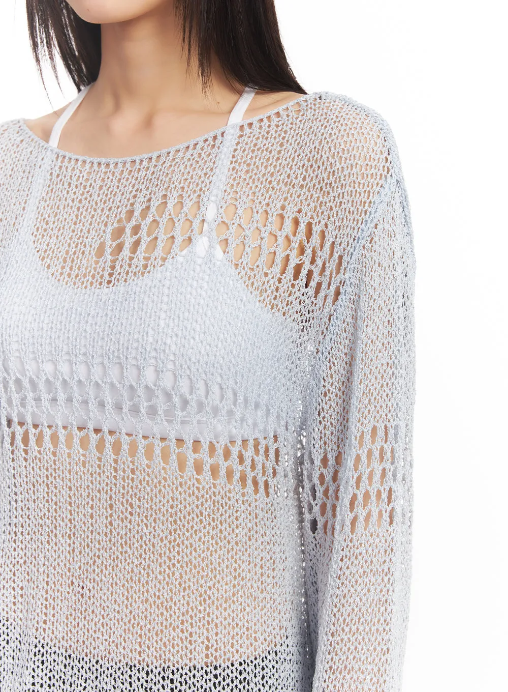 Mesh Patterned Knit Top IA521