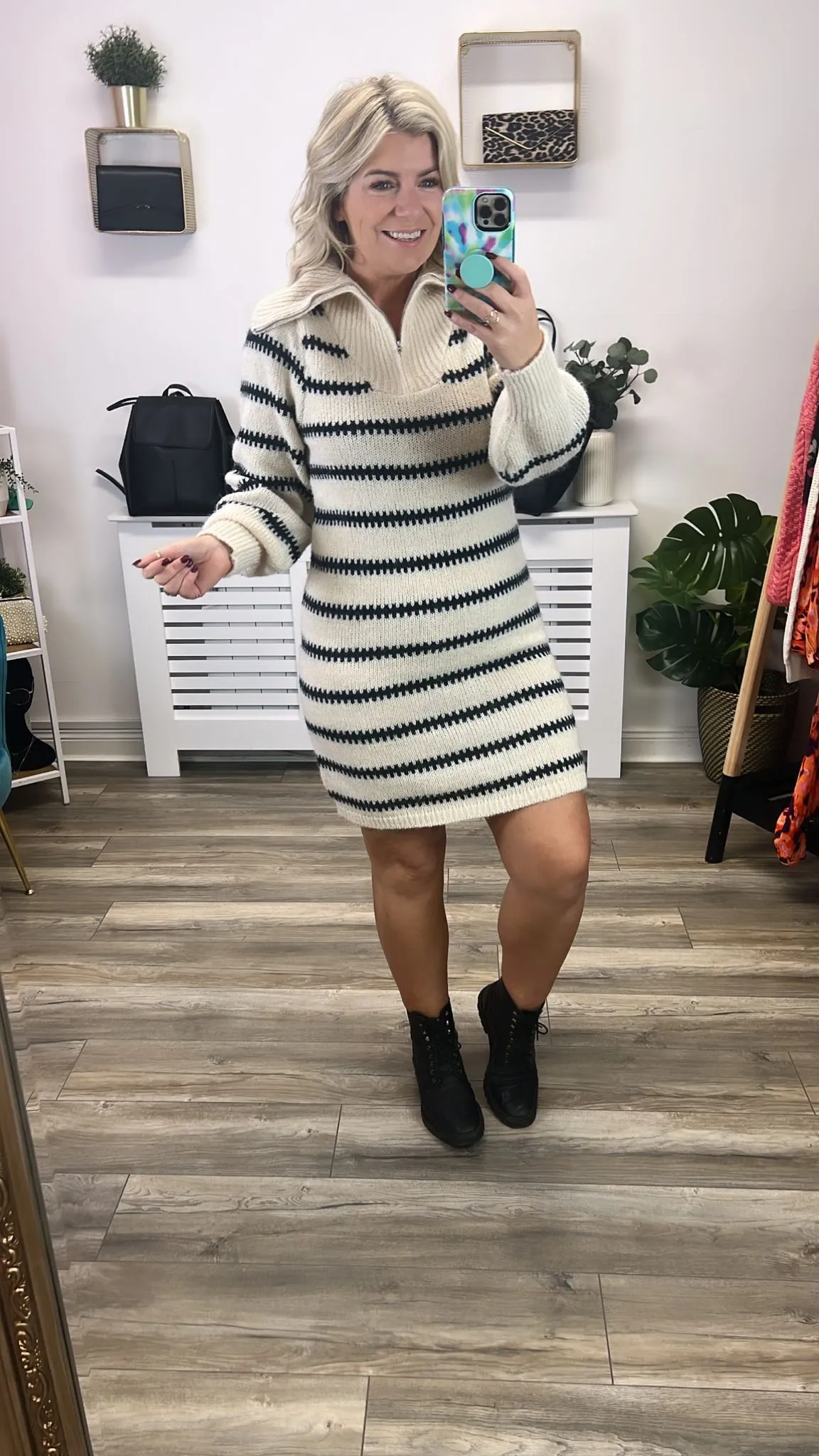 Nadine Half Zip Dress (Buttercream/Sky Captain)