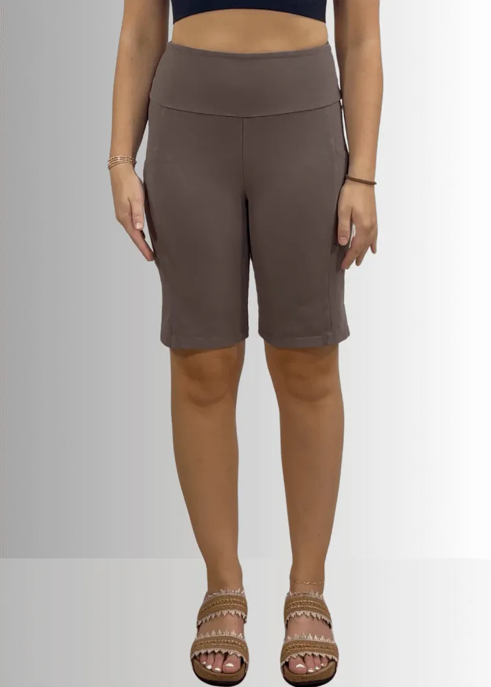 Perfect Fit Hybrid Cotton Shorts in Taupe