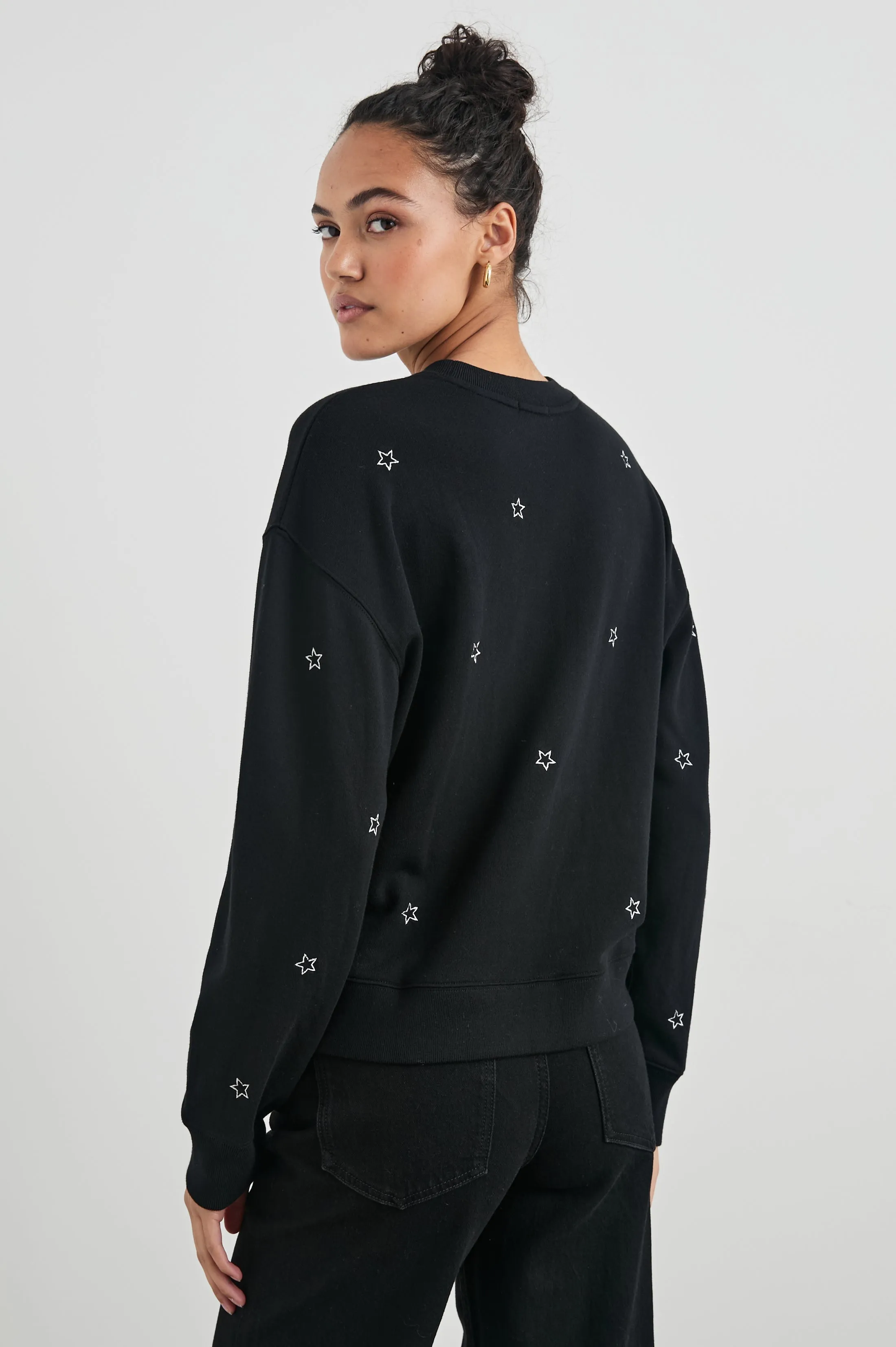 RAMONA SWEATSHIRT - BLACK SILVER STAR EMBROIDERY