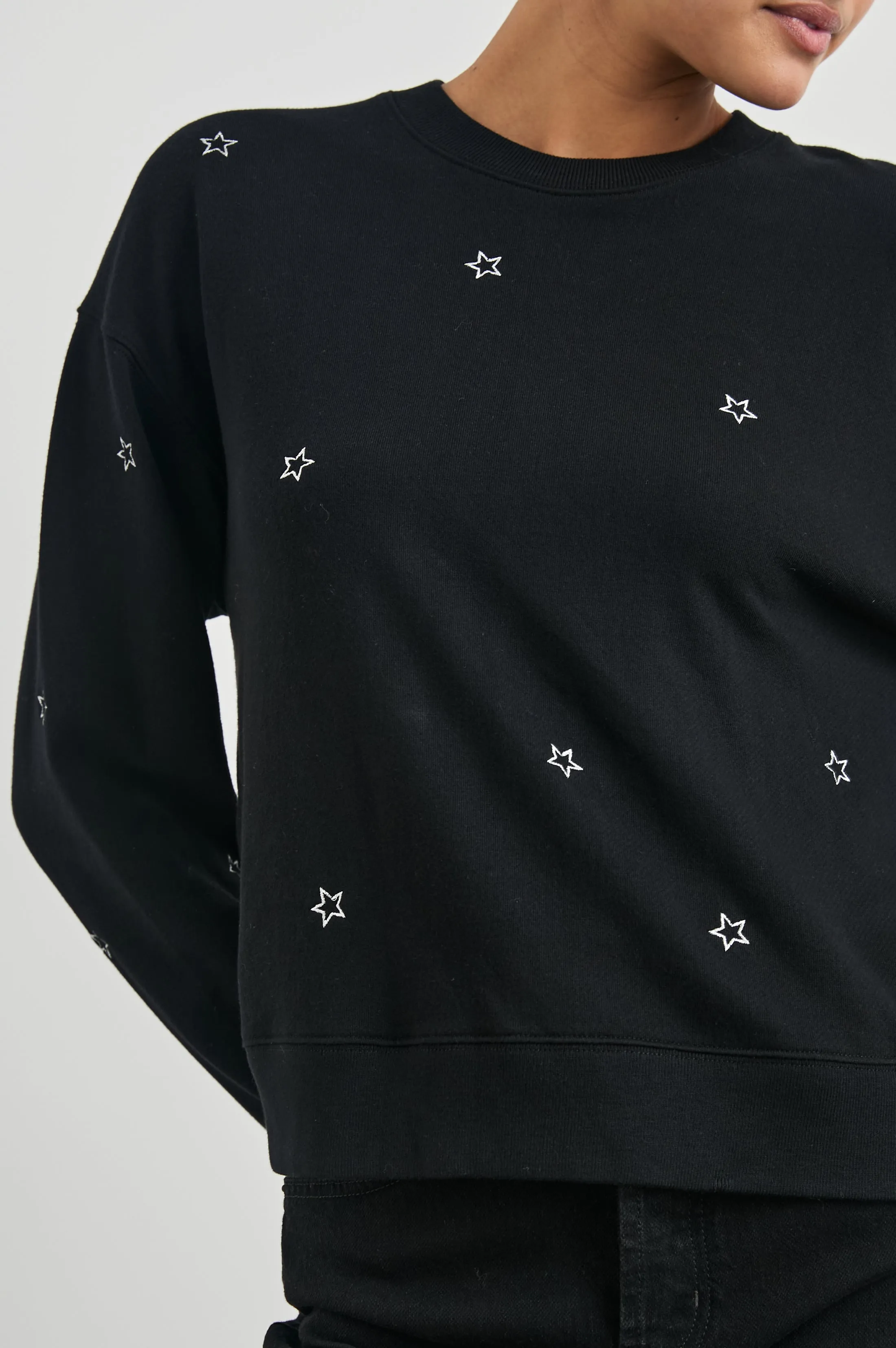 RAMONA SWEATSHIRT - BLACK SILVER STAR EMBROIDERY