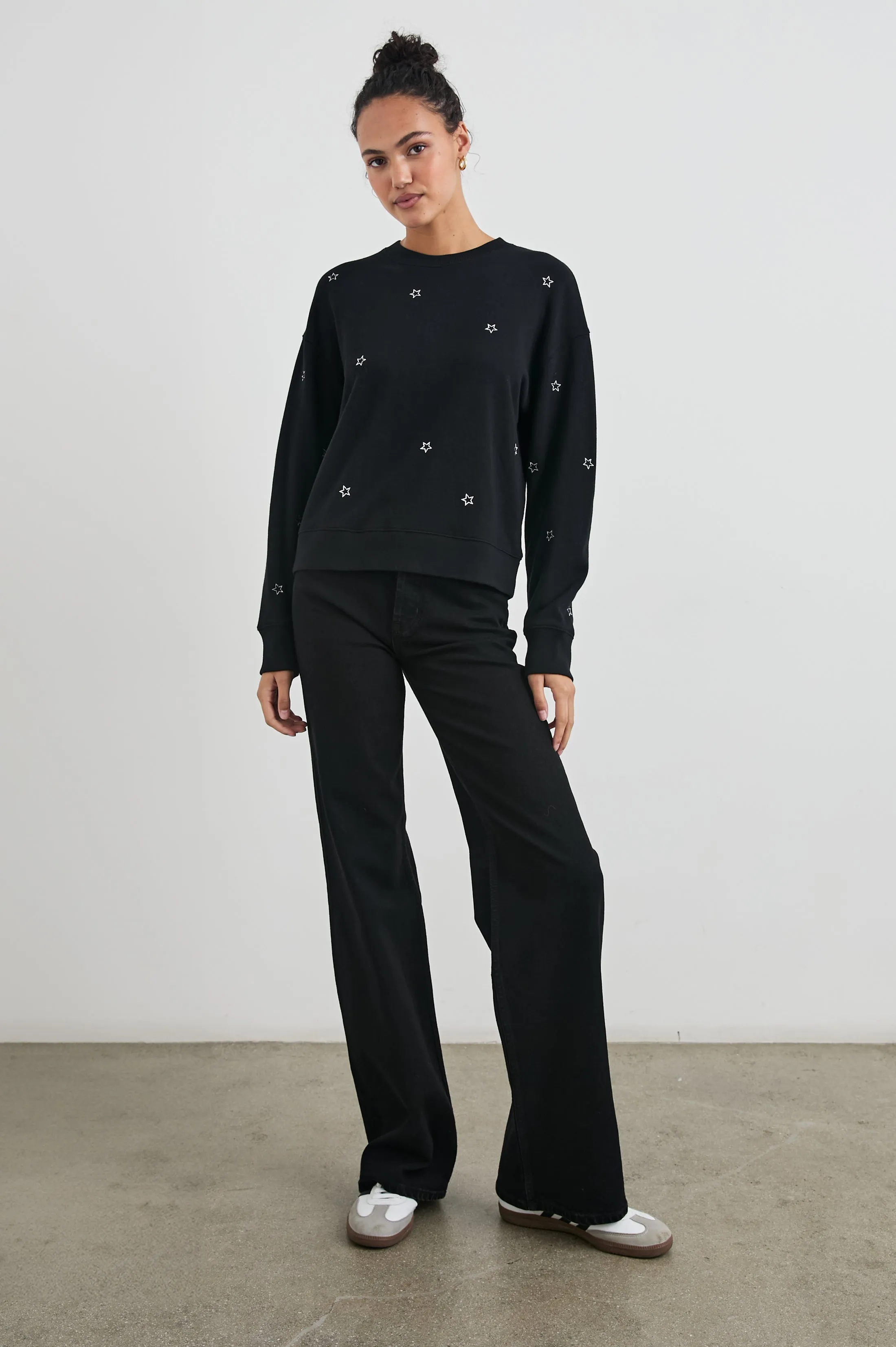 RAMONA SWEATSHIRT - BLACK SILVER STAR EMBROIDERY