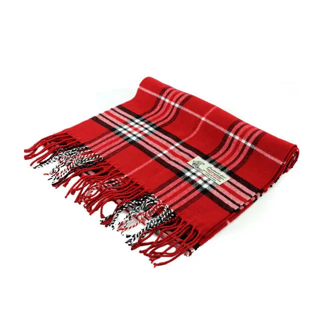 Red Cashmere Plaid Scarf