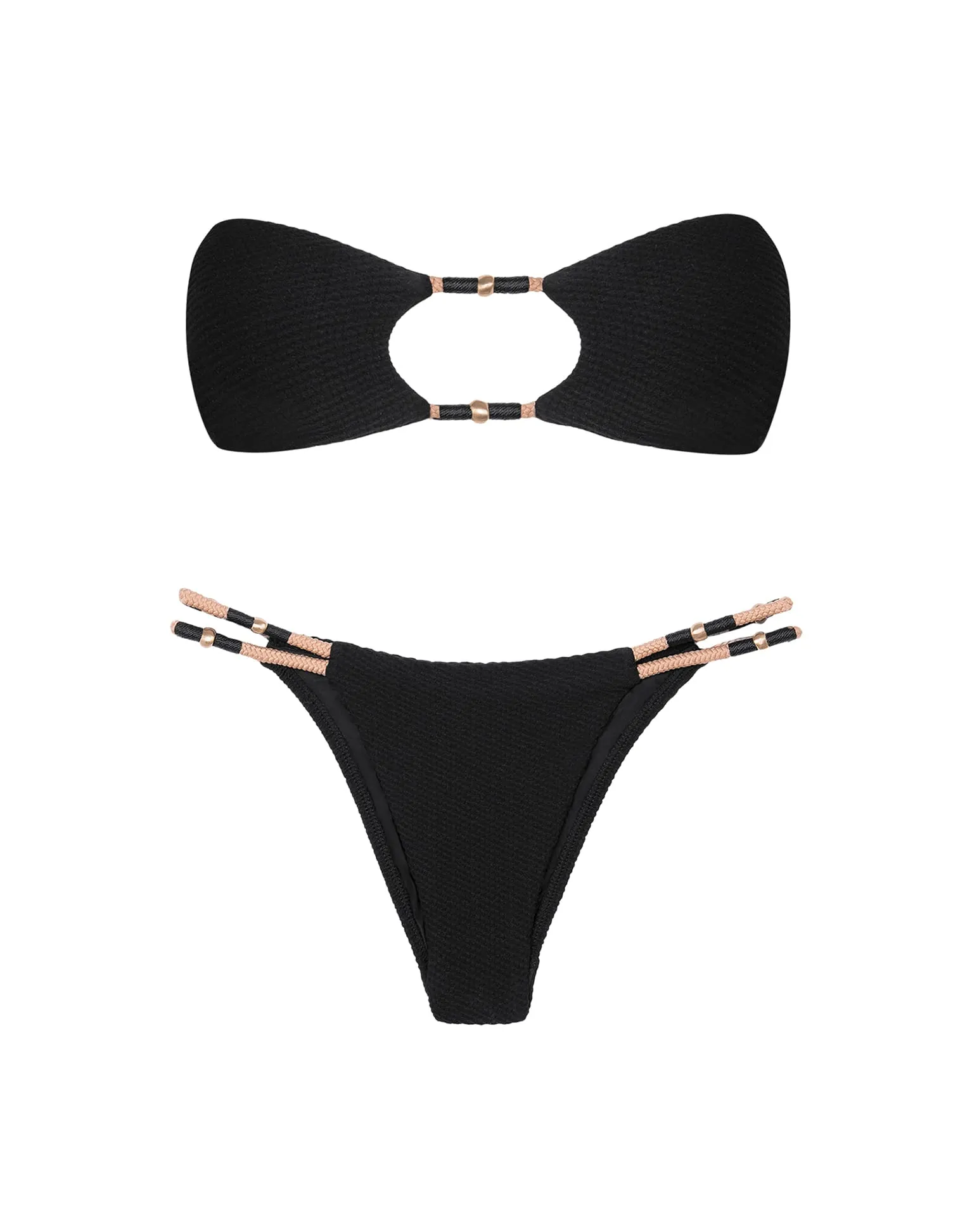 Ribbed Layla Bandeau Top - Black